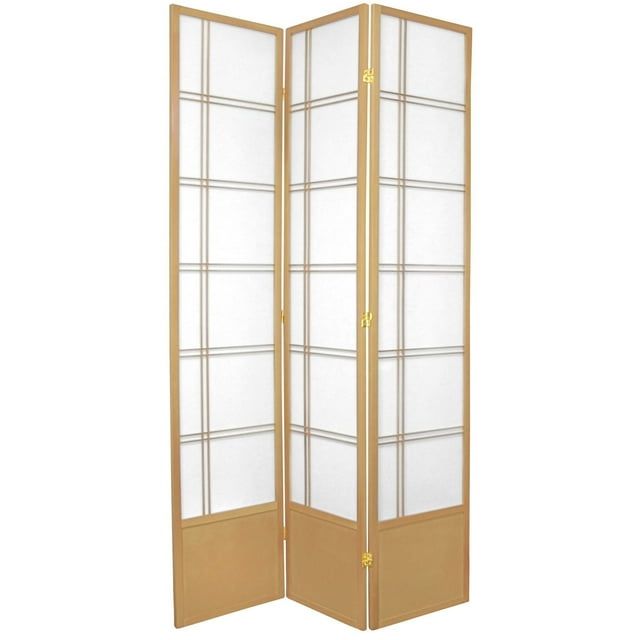 84" Natural Wood and Rice Paper Shoji Room Divider