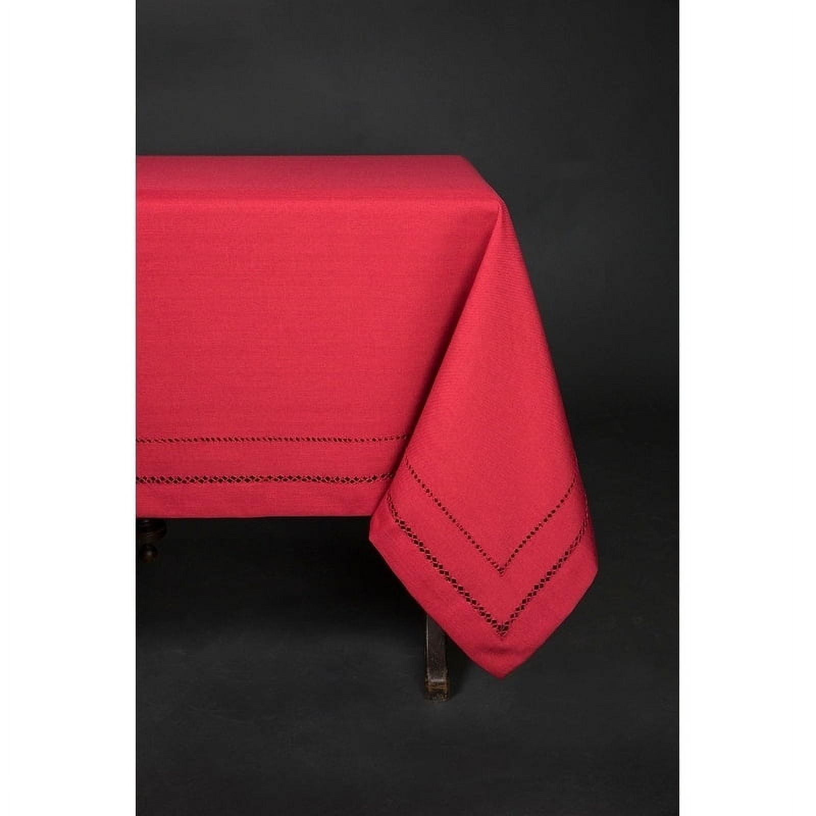 Handmade Red Polyester Rectangular Tablecloth, 65 by 140-Inch