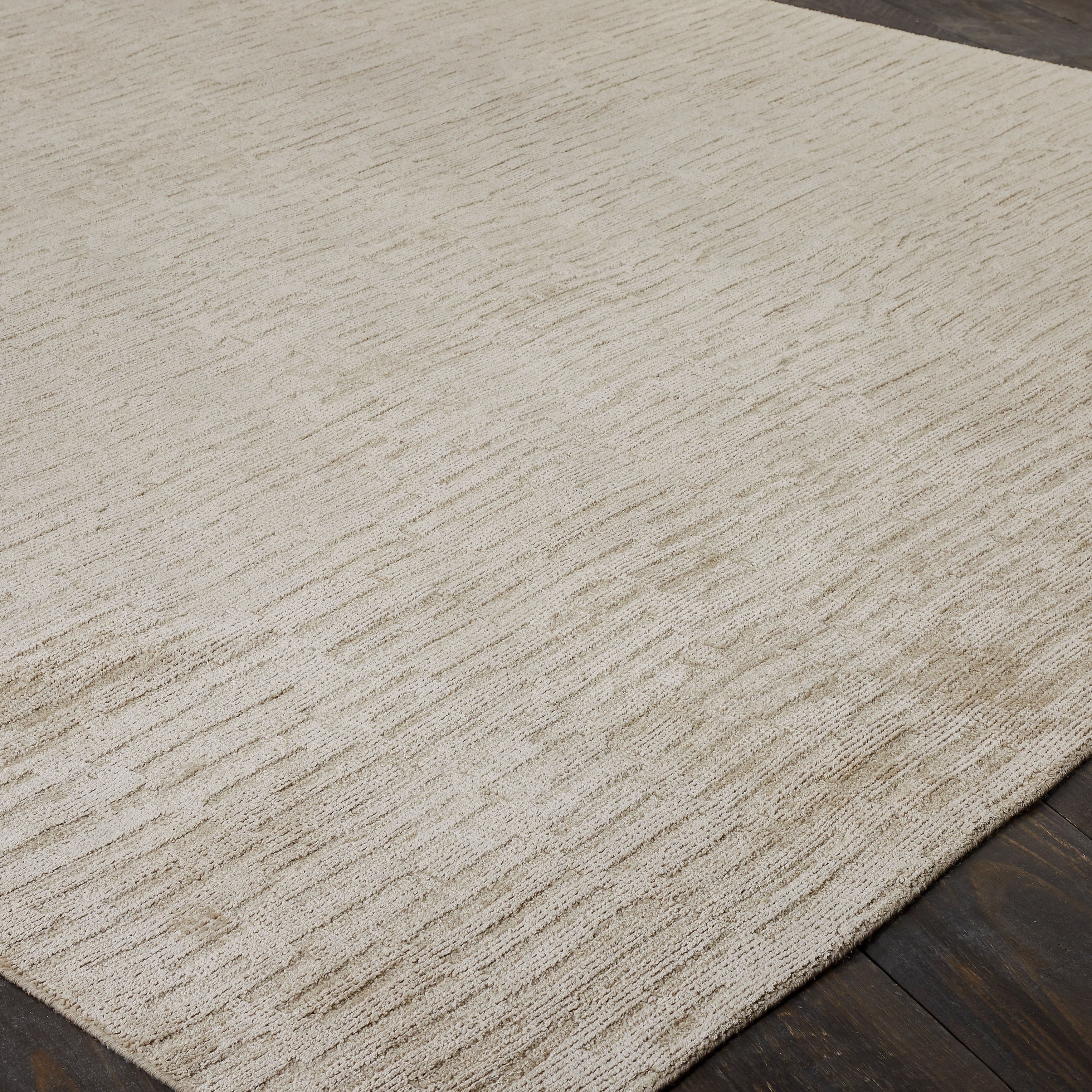 Handmade Beige Linen Wool and Viscose Area Rug 4' x 6'