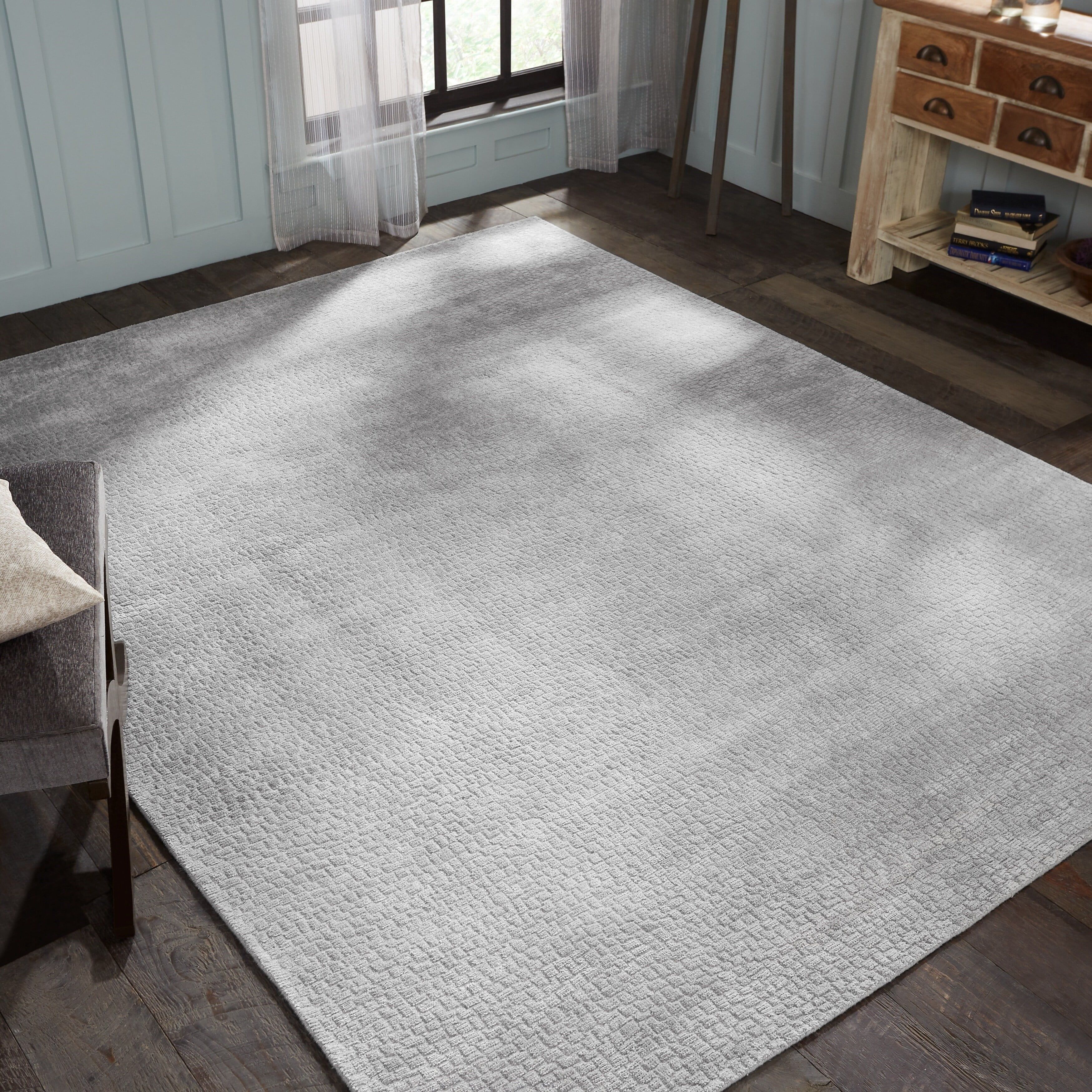 Renzo Hand-Loomed Soft Wool-Blend Rectangular Rug in Gray 2' x 3'
