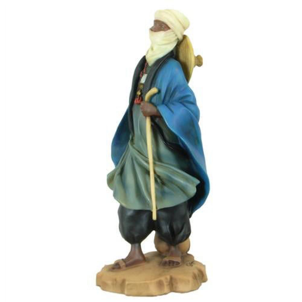 Handcrafted Tuareg Shepherd Blue and Beige Resin Figurine