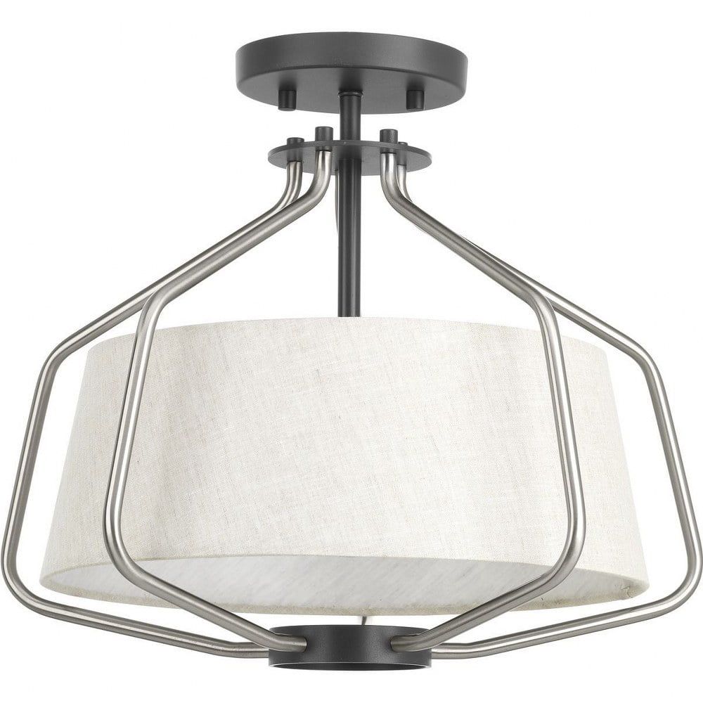 Brushed Nickel Farmhouse Drum Semi-Flush Convertible Light