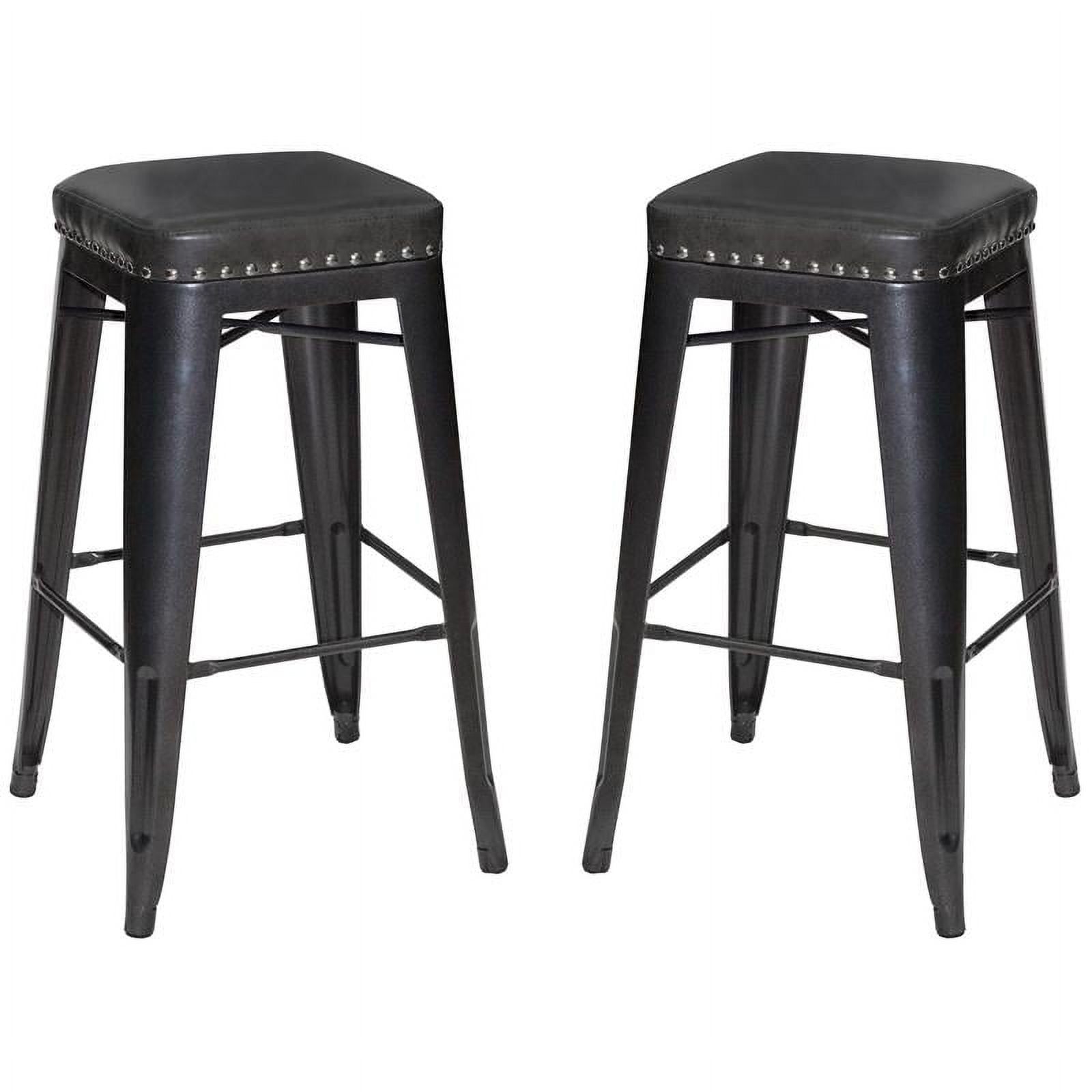 Transitional Granite Leatherette 30" Gray Metal Bar Stool