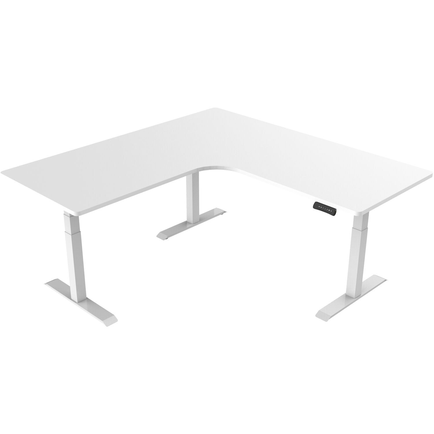 White L-Shaped Adjustable Height Standing Desk with USB Port