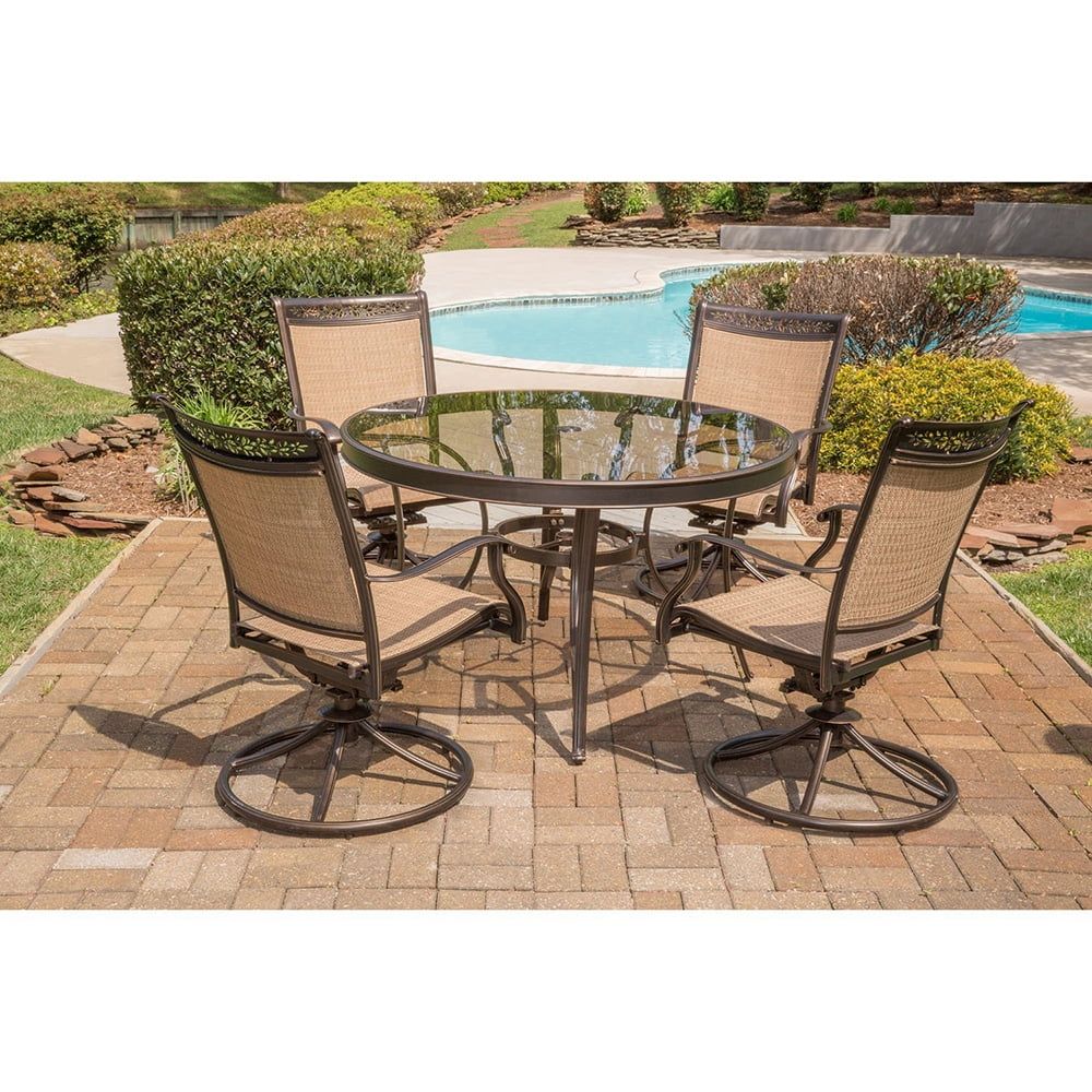 Fontana 5-Piece Tan and Glass Outdoor Dining Set