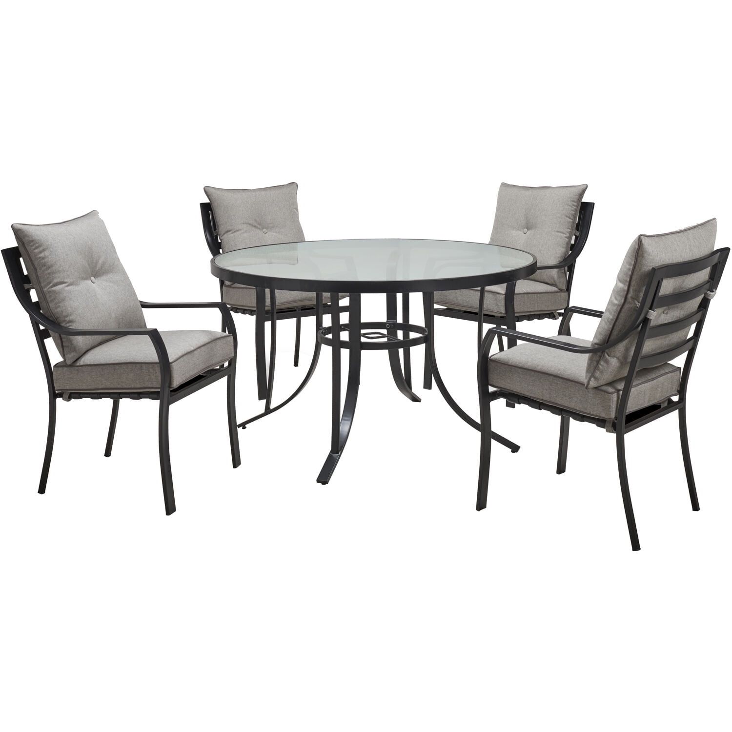 Lavallette 5-Piece Silver Outdoor Dining Set with Glass-Top Table