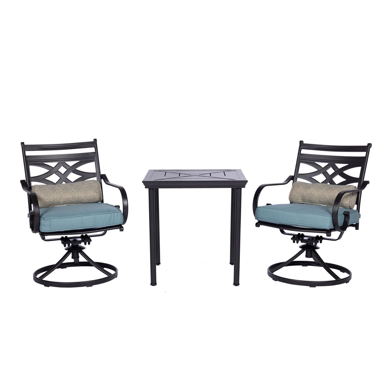 Montclair Ocean Blue 3-Piece Outdoor Bistro Set with Swivel Rockers