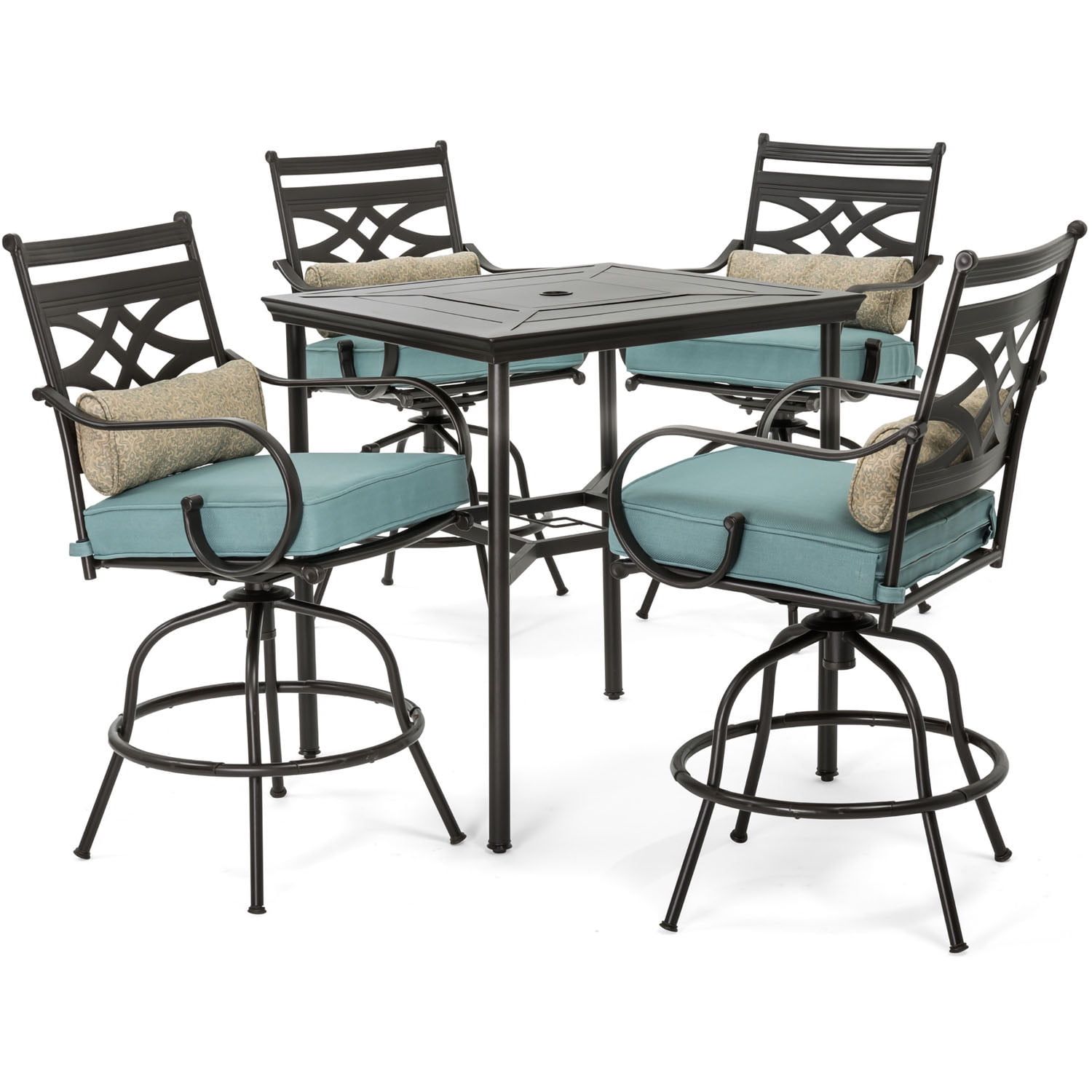 Montclair Ocean Blue 5-Piece High-Dining Patio Set with Swivel Chairs