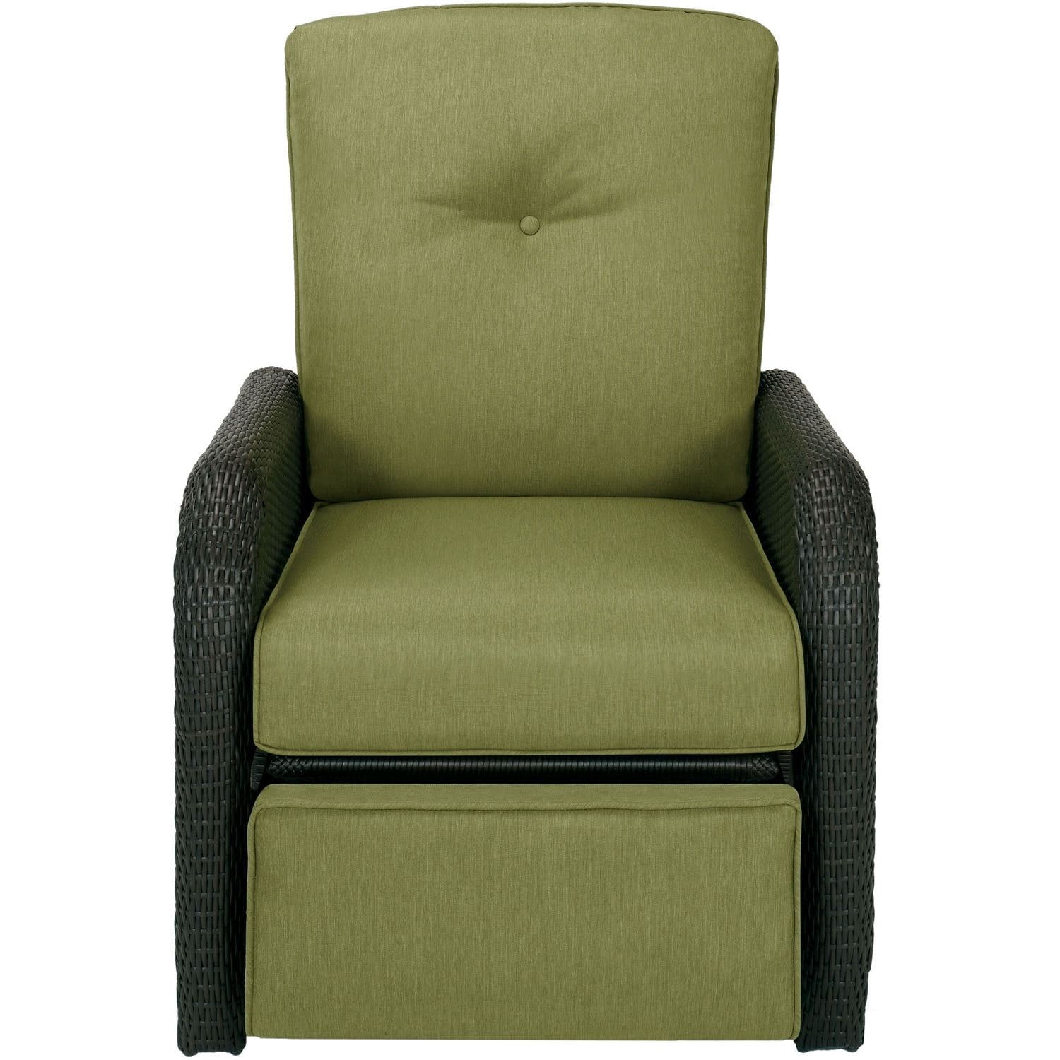 Cilantro Green Wicker and Steel Outdoor Reclining Lounge Chair