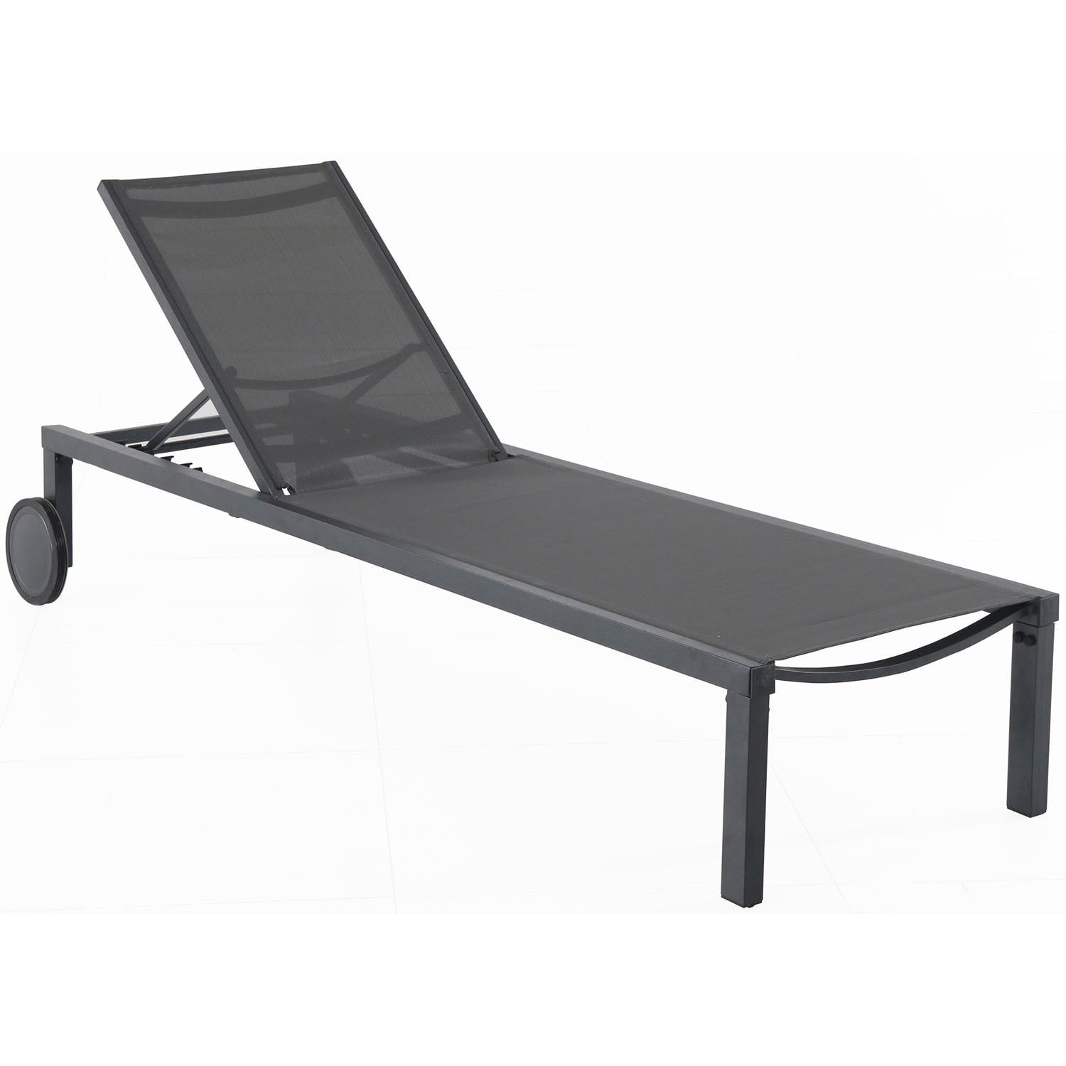 Gray Adjustable Aluminum Sling Chaise Lounge Chair