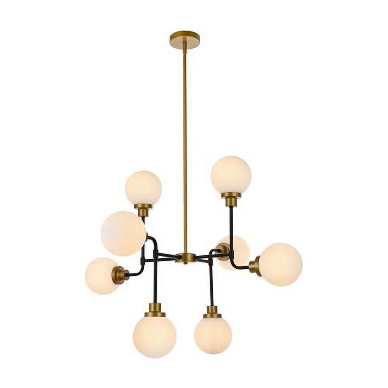 Hanson 8-Light Globe Pendant in Black, Brass, and Frosted White