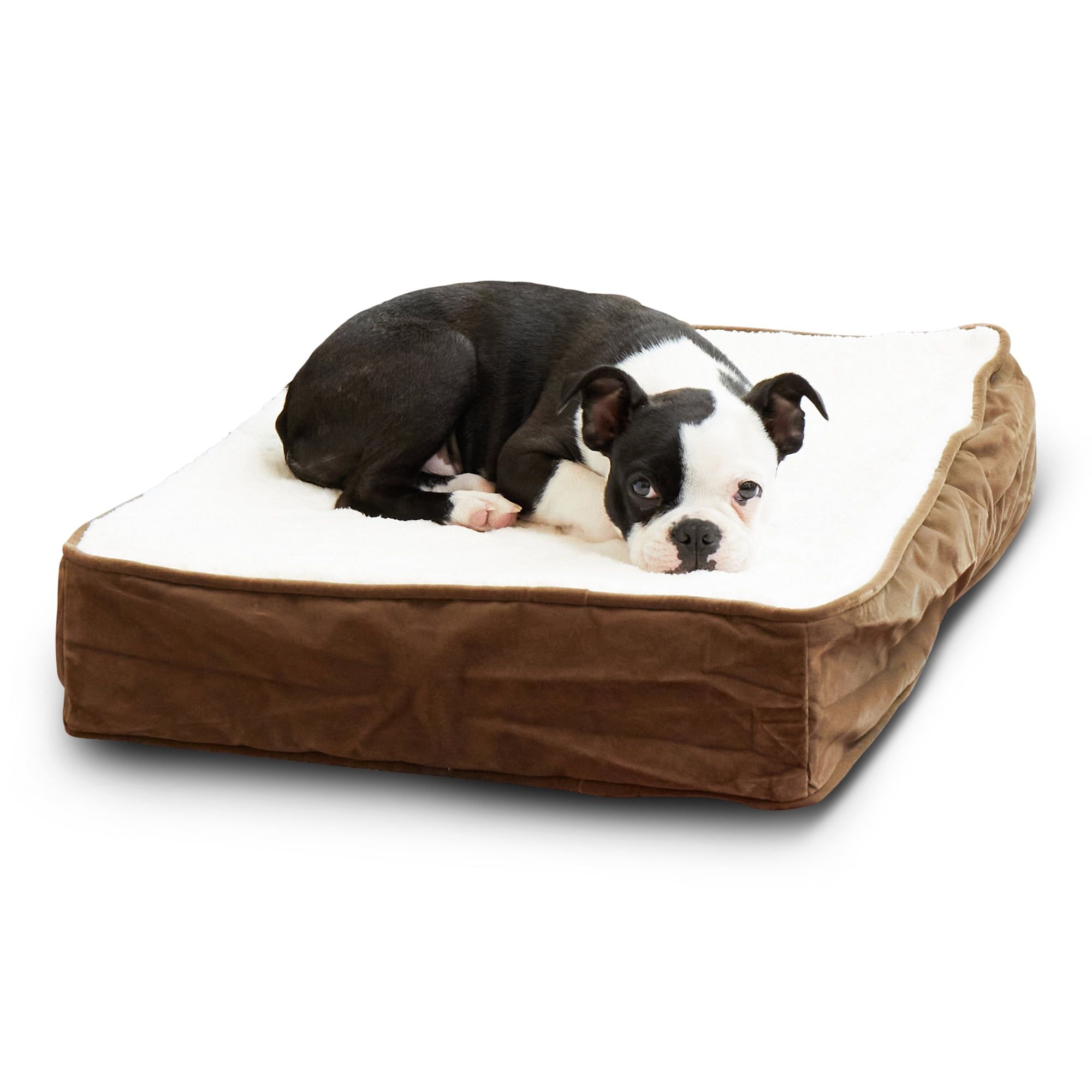 Latte X-Small Orthopedic Dog Bed with Sherpa Panel