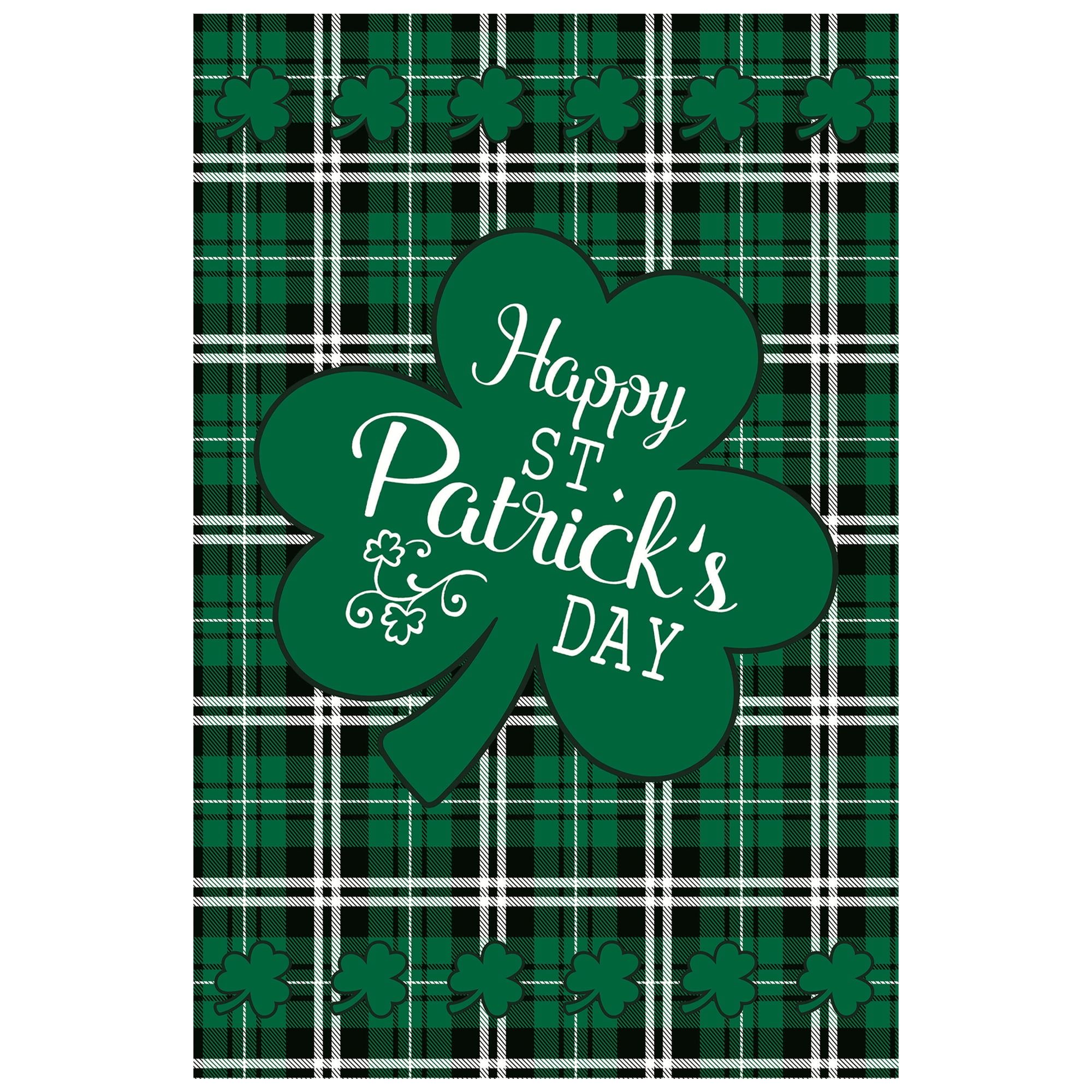 Green Plaid St. Patrick's Day Outdoor Garden Flag 12.5" x 18"