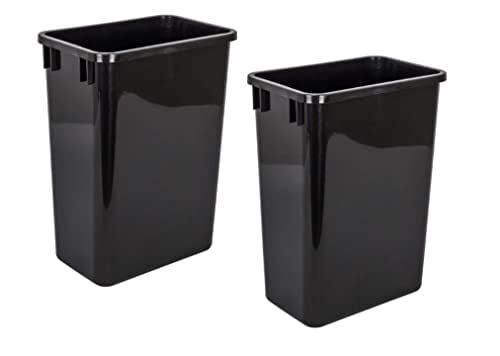 Black Plastic Pull-Out Kitchen Trash Can Set