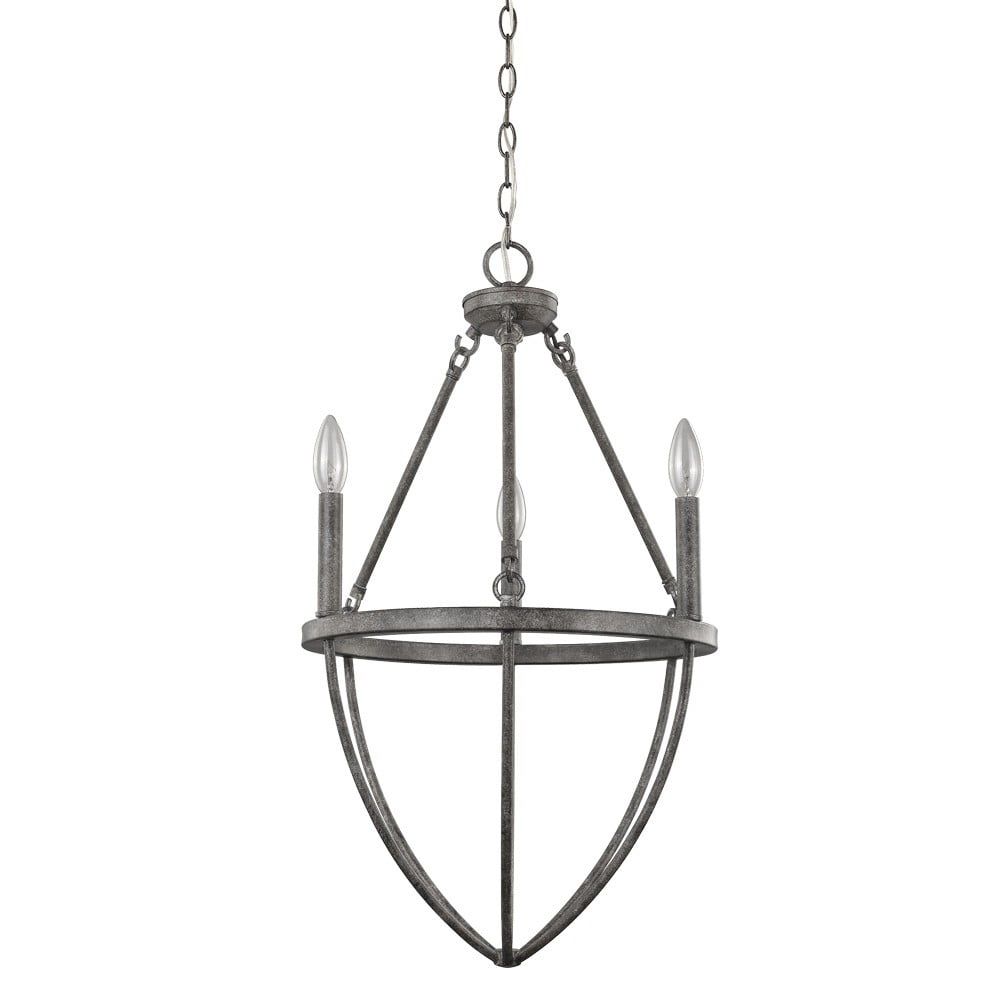 Harlow Ash Finish Steel 3-Light Modern Medieval Chandelier