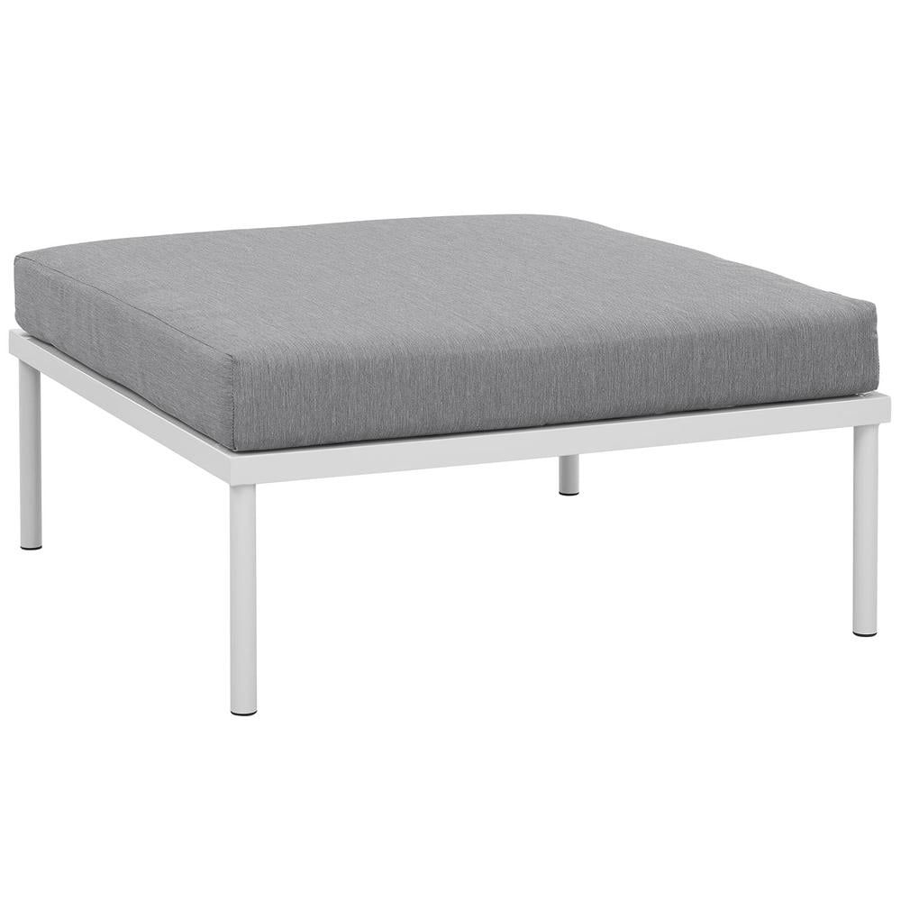 Harmony White Gray Aluminum Outdoor Patio Ottoman