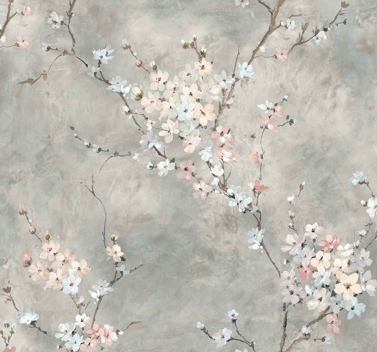 Harry & Grace Grey Floral Blossom Peel and Stick Wallpaper