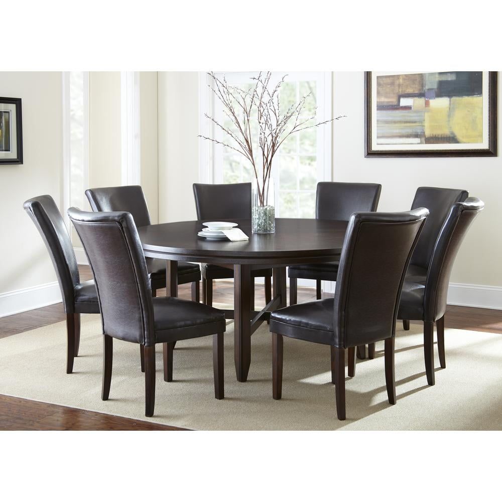 Hartford 72" Dark Oak Dining Set with Brown Leather Chairs