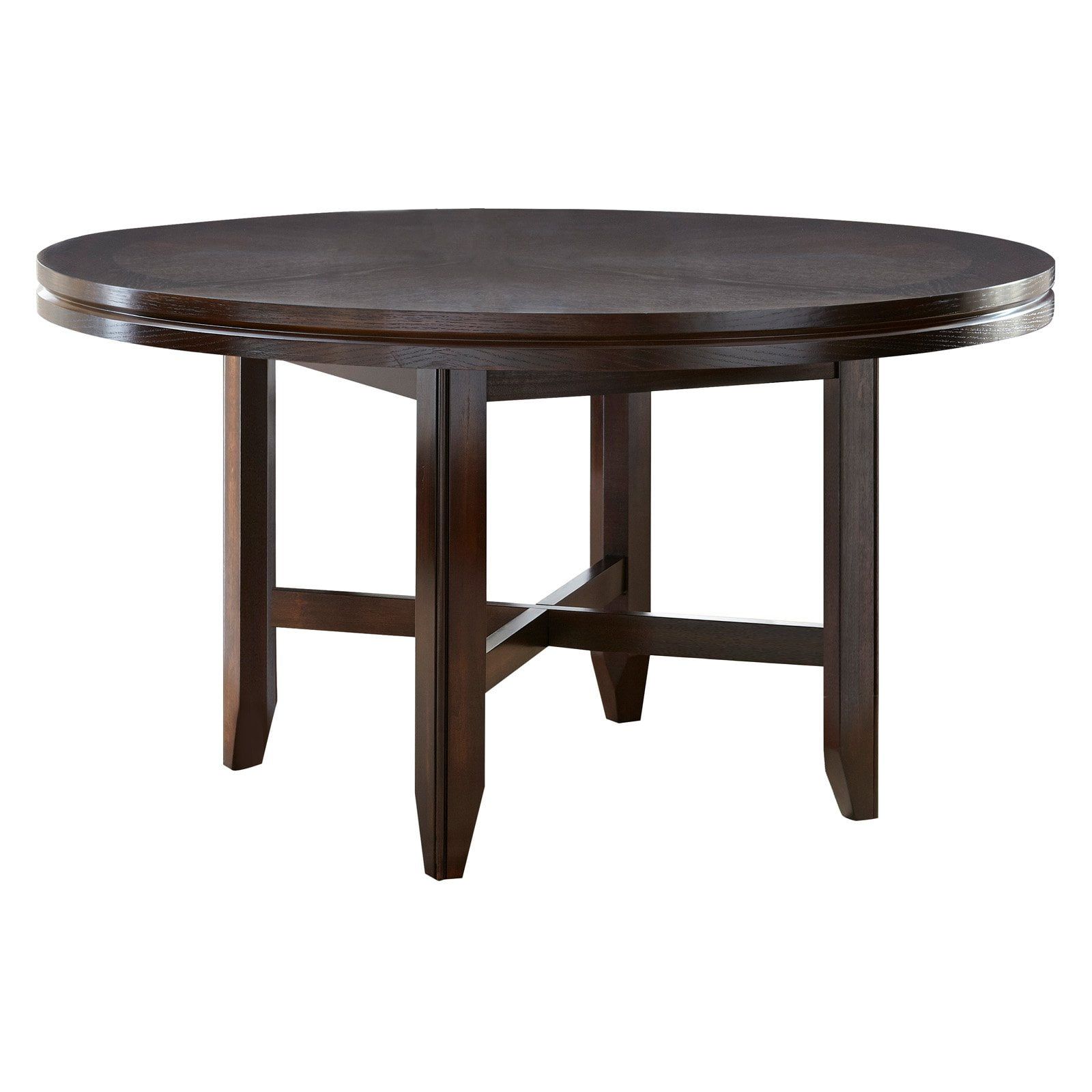 Transitional 72" Dark Oak Round Dining Table