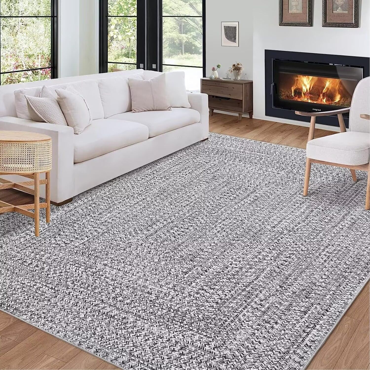 Gray 8' x 10' Braided Pattern Washable Area Rug