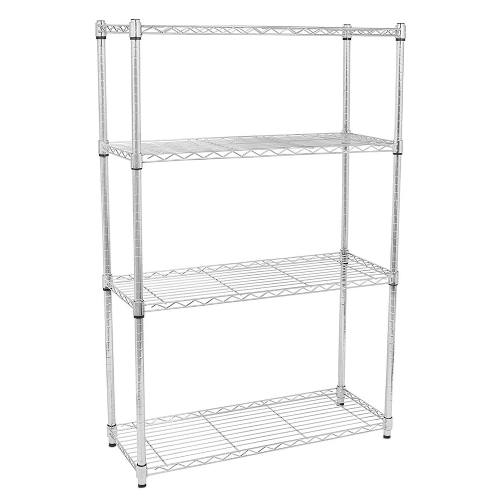 Silver 4-Tier Chrome Plated Iron Storage Shelf