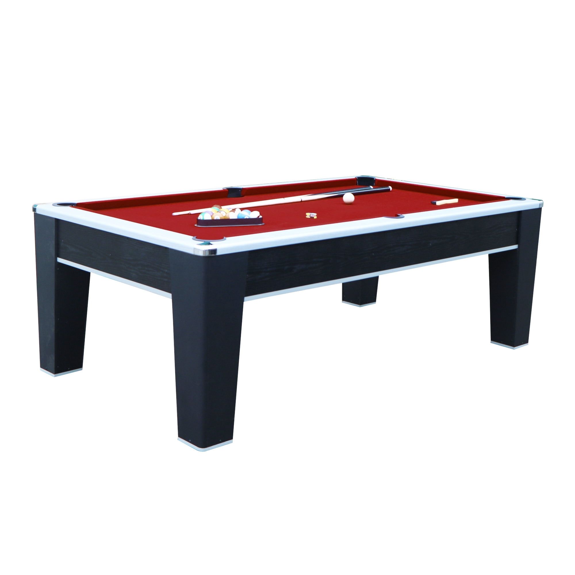 Mirage 7.5 ft Black and Red Pool Table with Chrome Accents