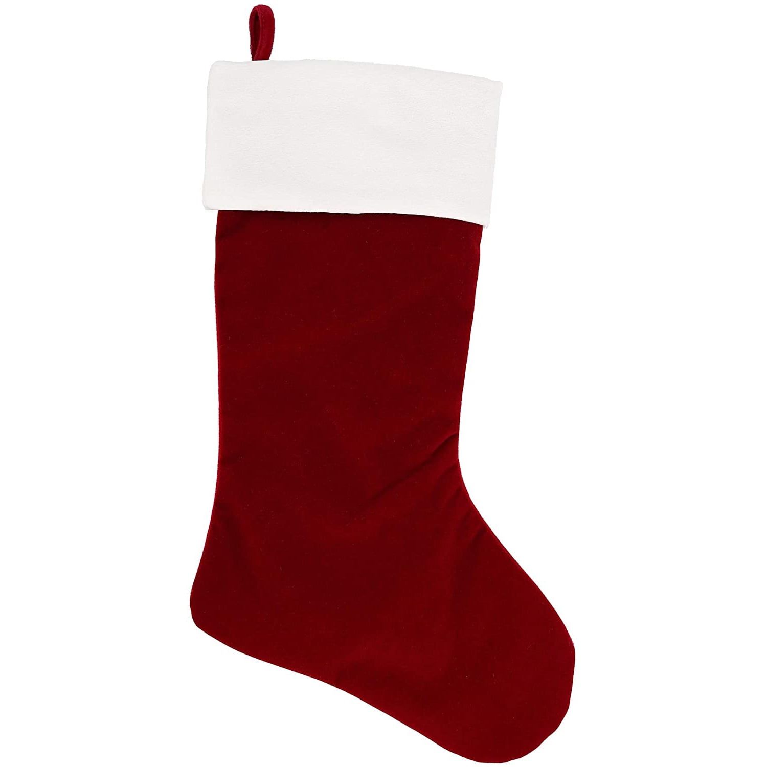 Red and White Plush Adjustable Christmas Stocking, 20 Inch