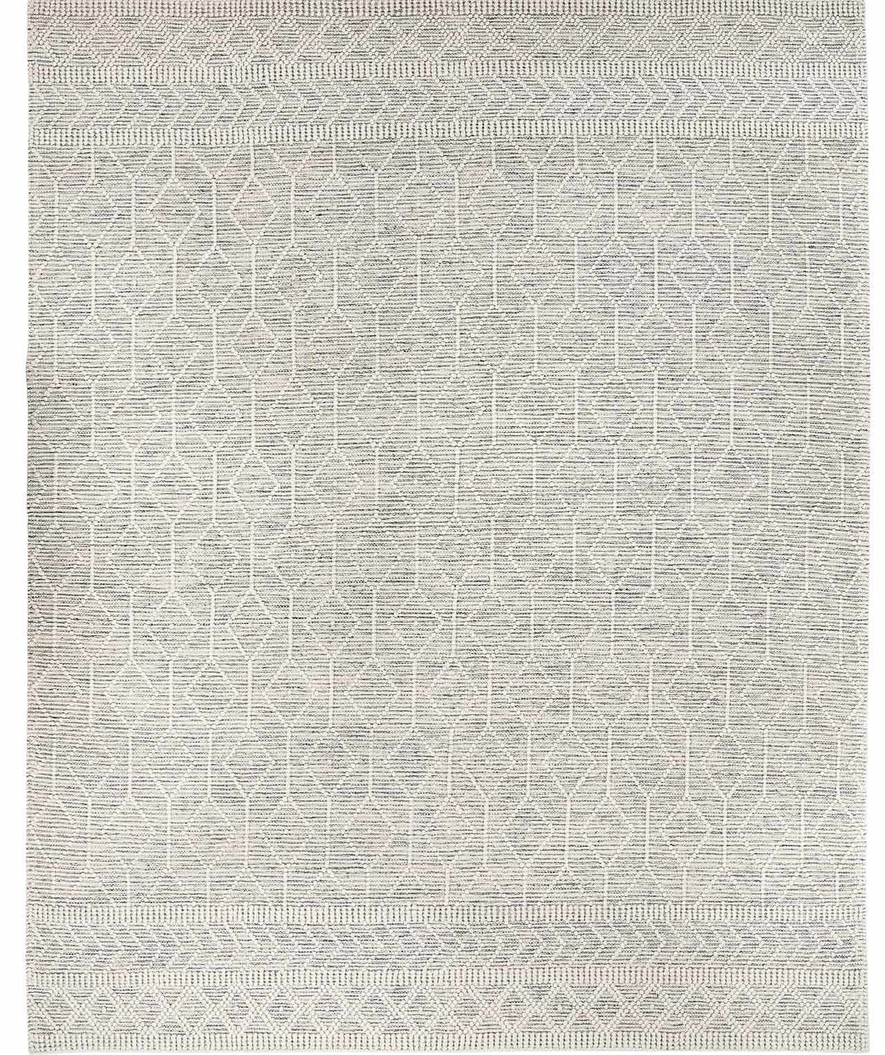 Handmade Black and White Wool Bohemian 9' x 12' Rug