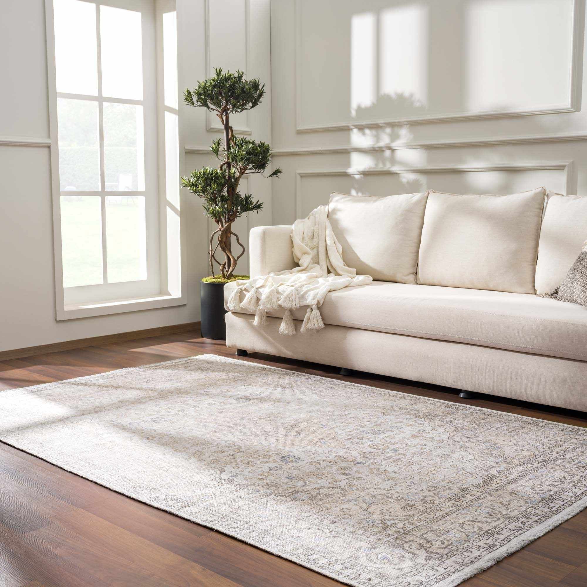 Eco-Friendly Slate Blue Rectangular Easy-Care Area Rug 9'2"x12'