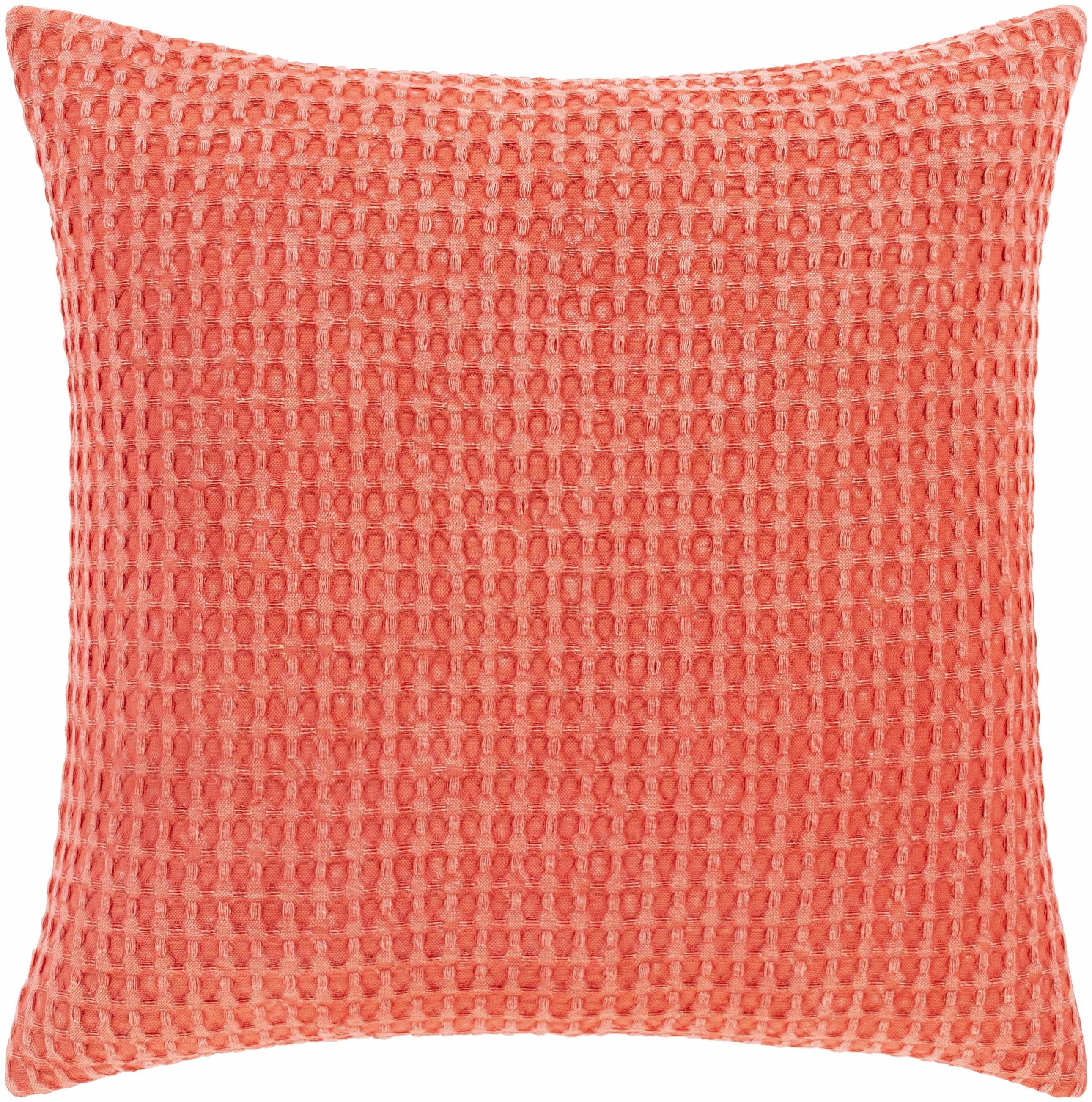 Coral Cotton Woven 18" Square Pillow Cover