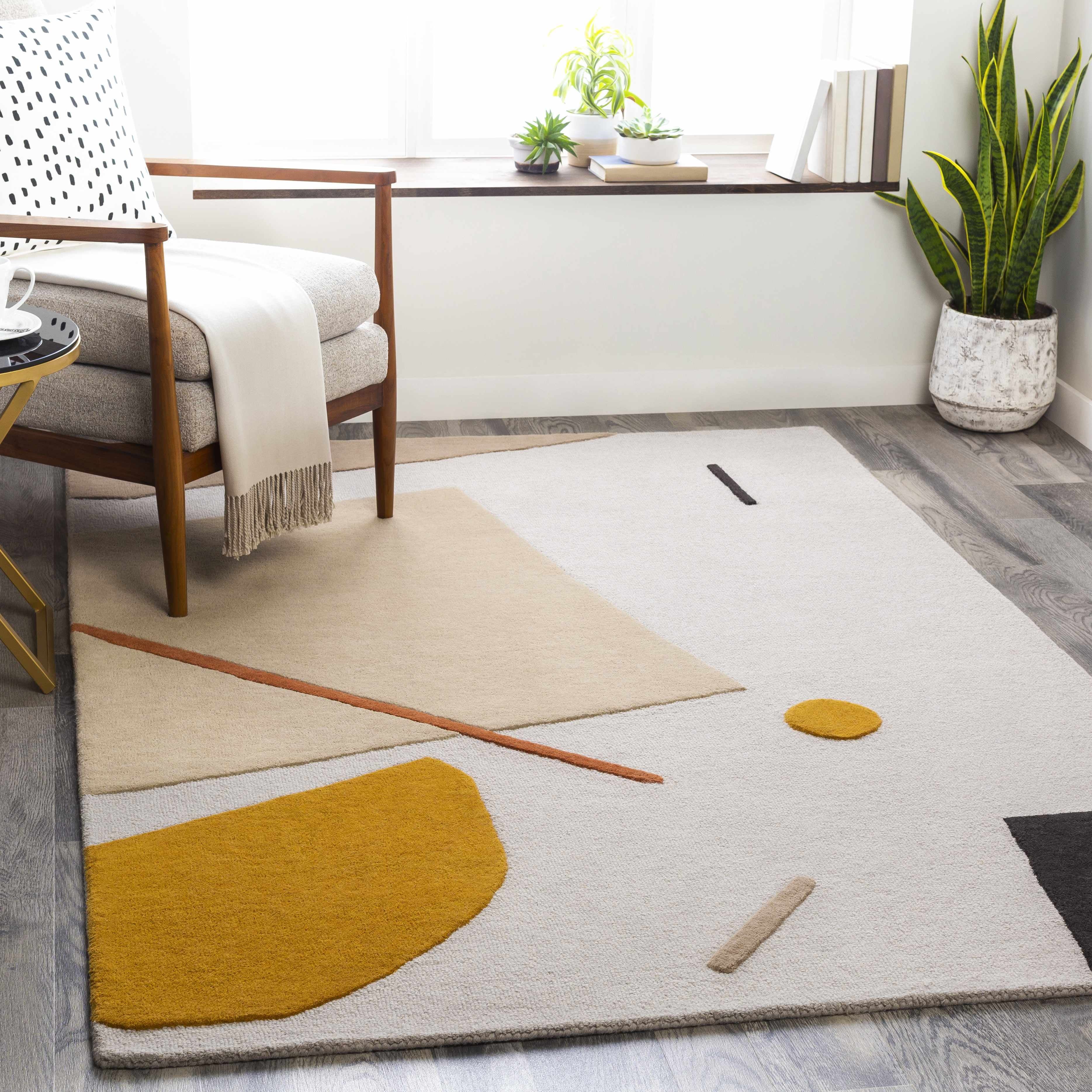 Townview 5' x 7'6" Mustard and Tan Wool Area Rug