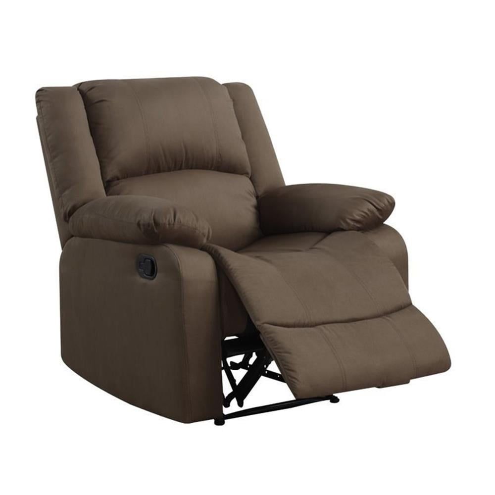 Chocolate Microfiber Wood Frame Manual Recliner