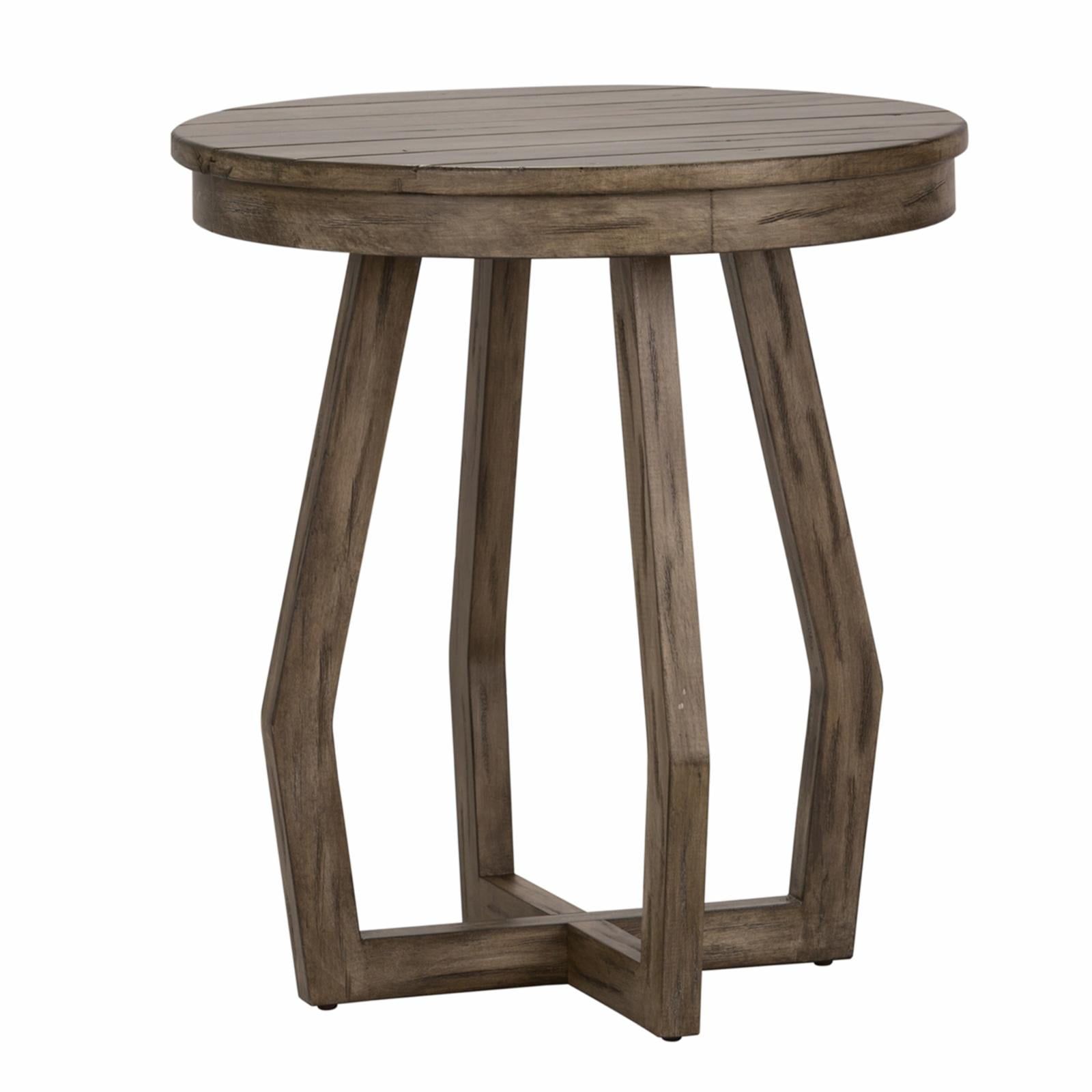 Gray Wash Wood and Metal Chair Side Table