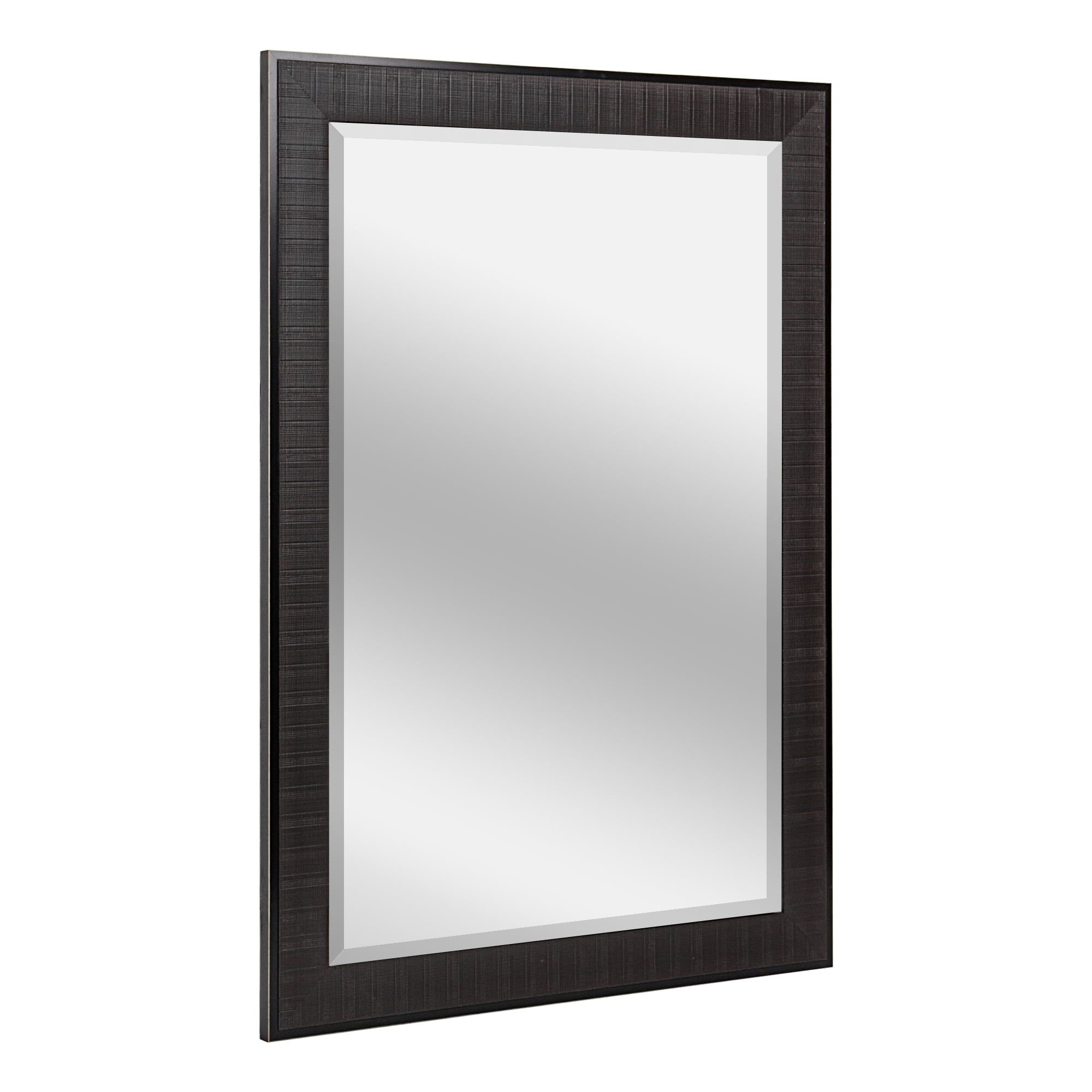 Rustic Brown Beveled 27.5 x 33.5 Rectangular Bathroom Vanity Mirror