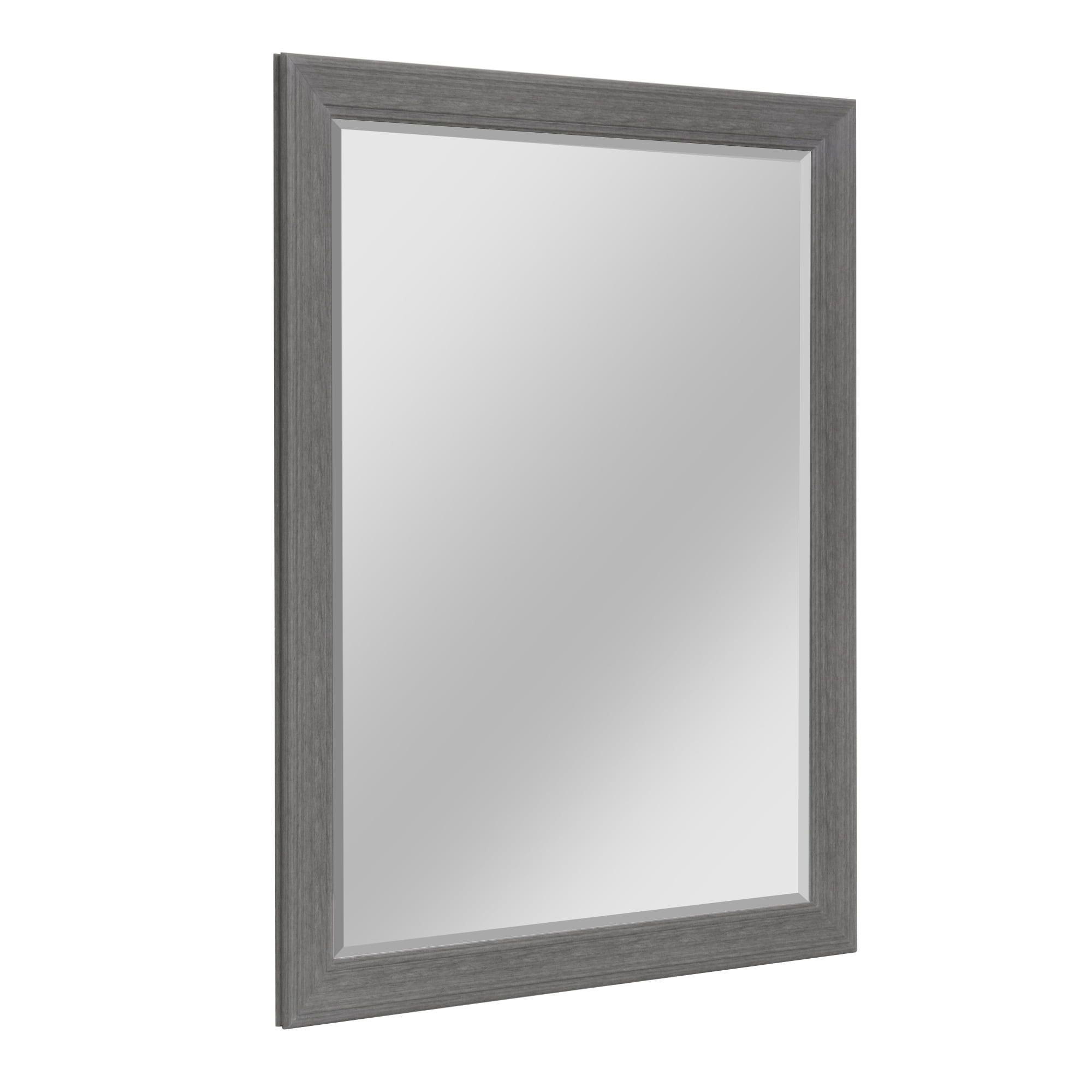 Gray Polystyrene Framed Rectangular Bathroom Vanity Mirror