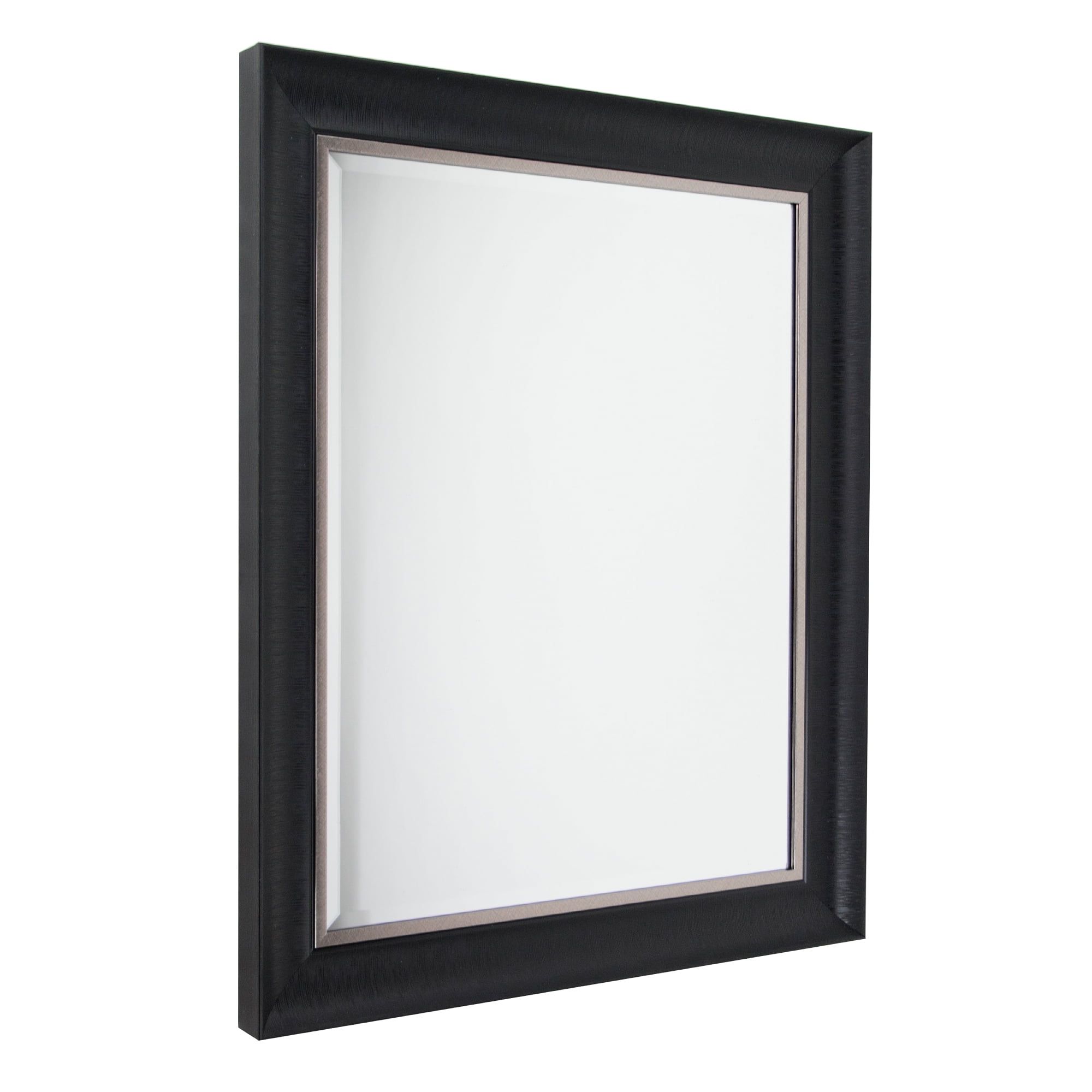 Alderton Transitional Black and Silver Beveled Wall Mirror - 34.5" x 28.5"