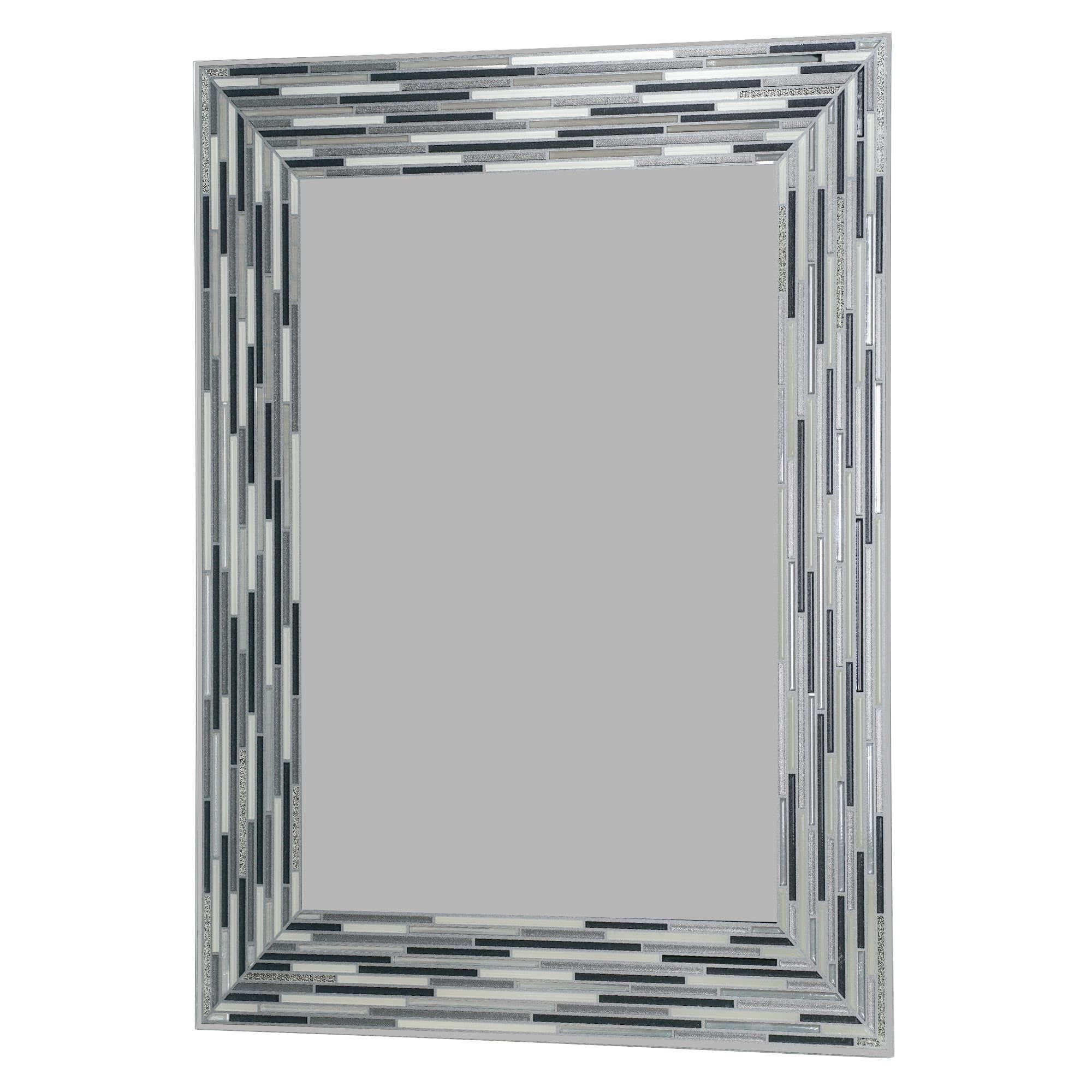 Elegance Reeded Charcoal Mosaic 24" x 30" Frameless Vanity Mirror