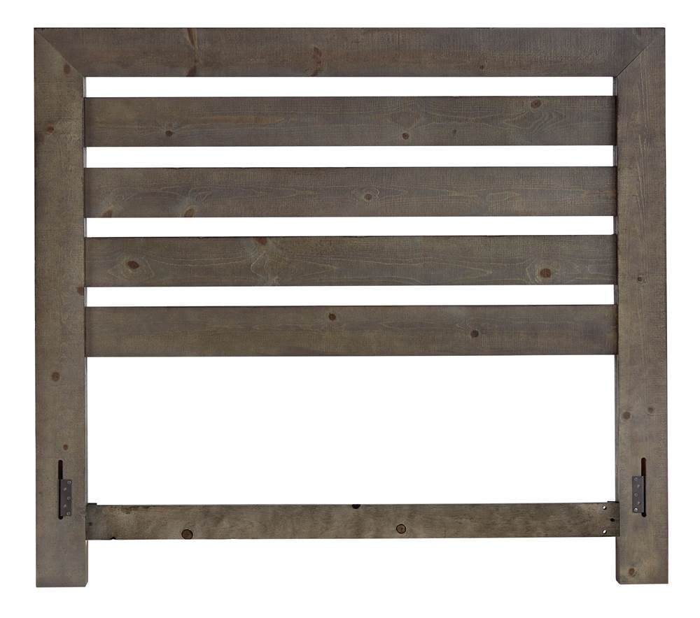 Rustic Farmhouse King Headboard in Distressed Dark Gray Pine