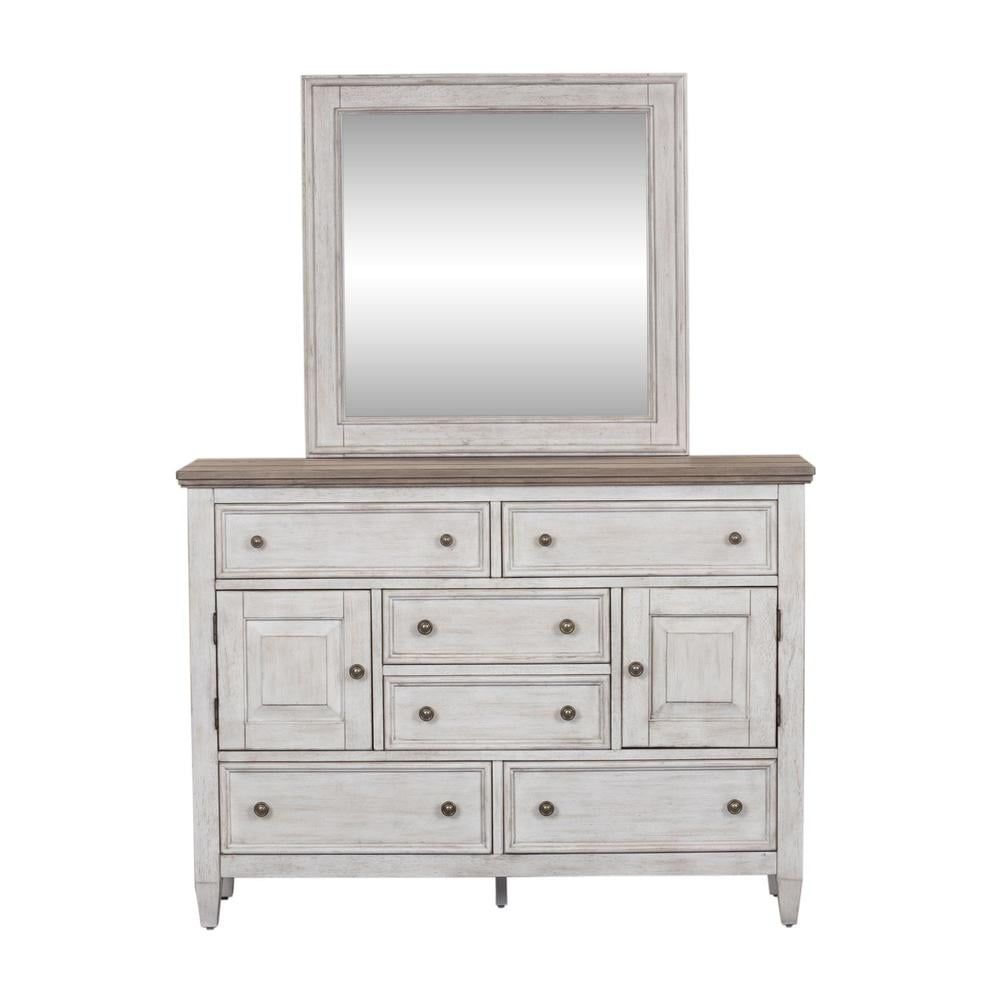 Heartland White Cottage Dresser with Mirror and Soft Close Drawers