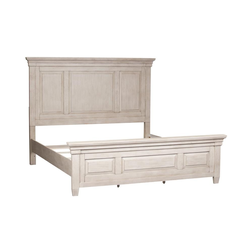 Heartland White Queen Panel Bed with Wood Frame and Slats