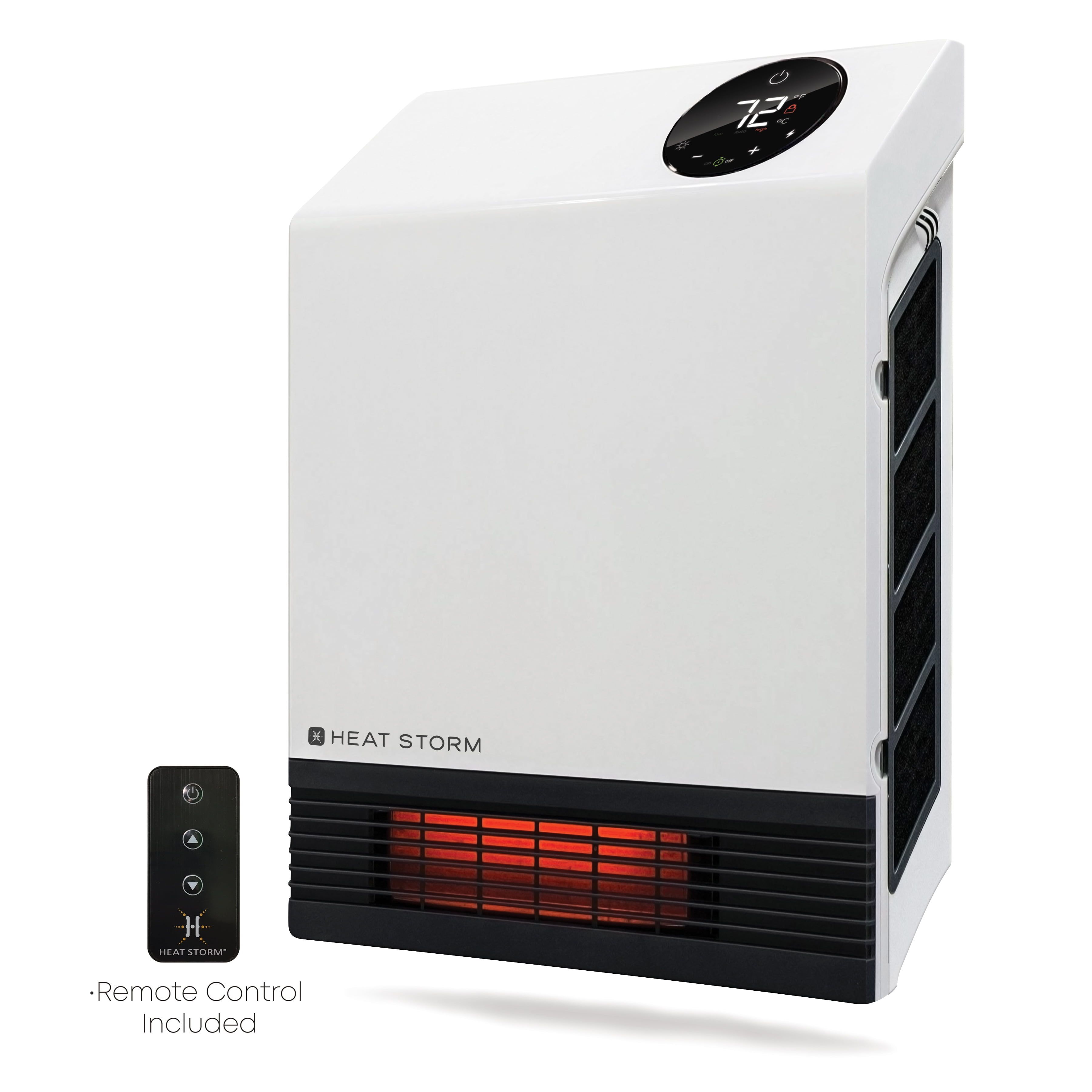 White Infrared Wall-Mounted Heater with Thermostat and Remote