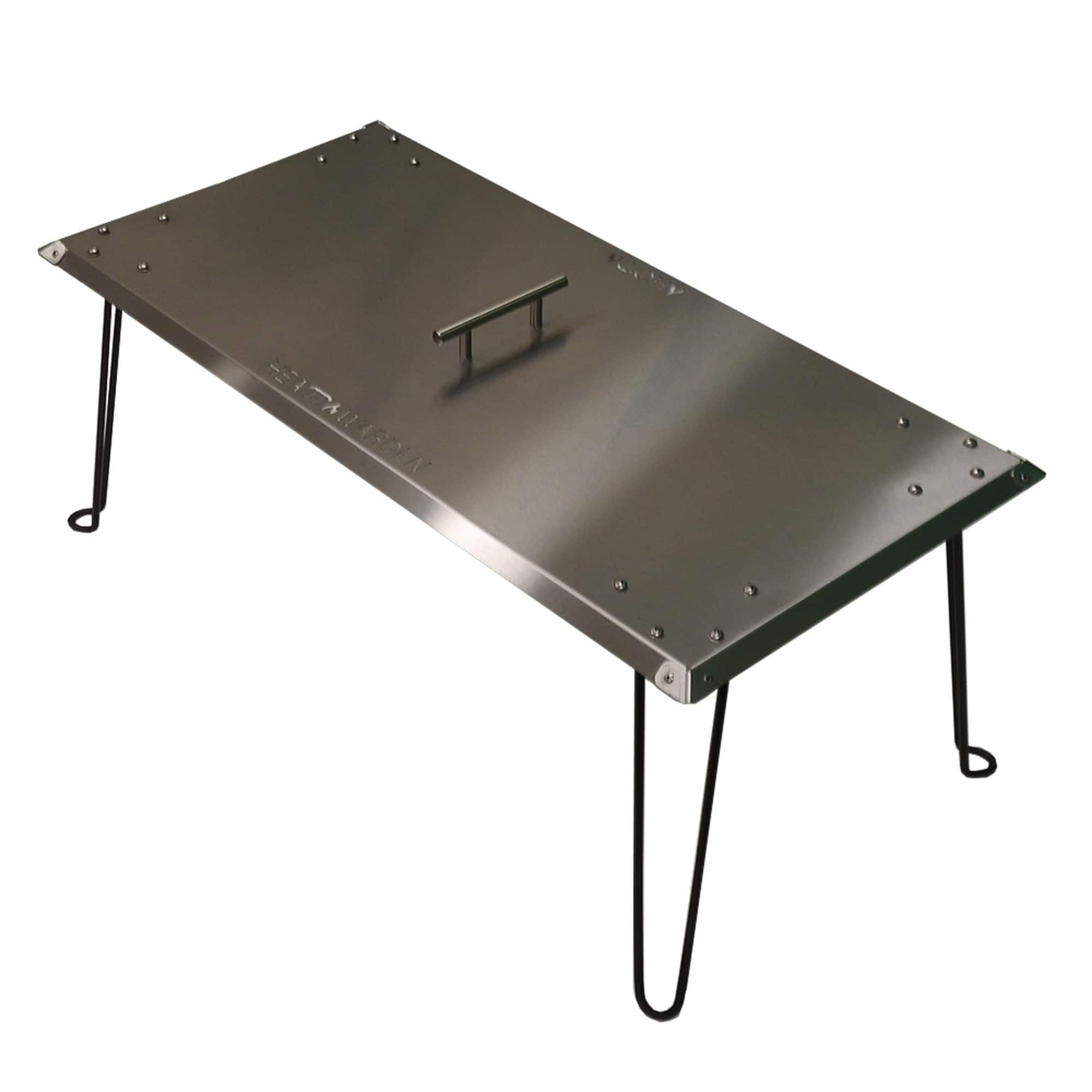 Stainless Steel Rectangle Fire Pit Heat Deflector with Foldable Legs