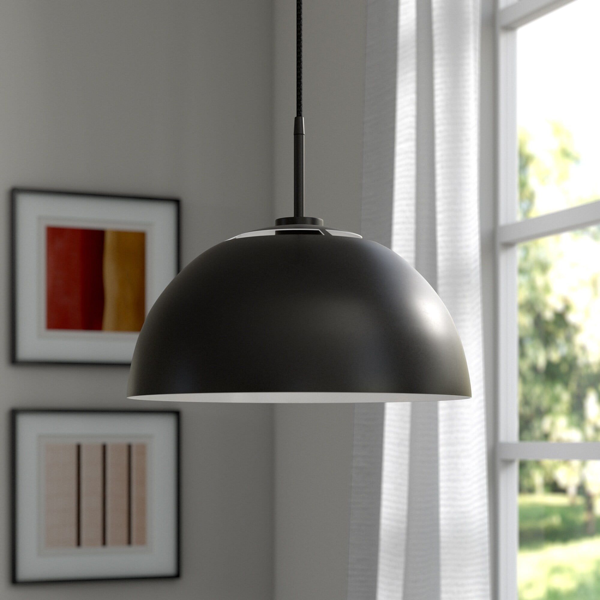 Jordyn Matte Black 16" Modern Mid-Century Pendant Light