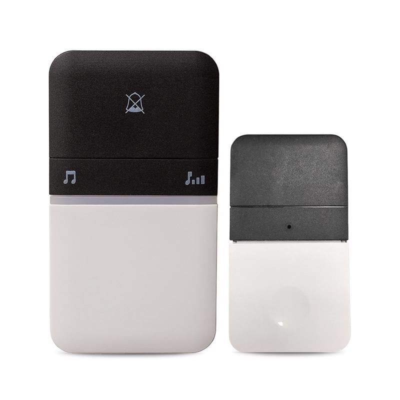 Black and White Wireless Door Chime Kit with Volume Control