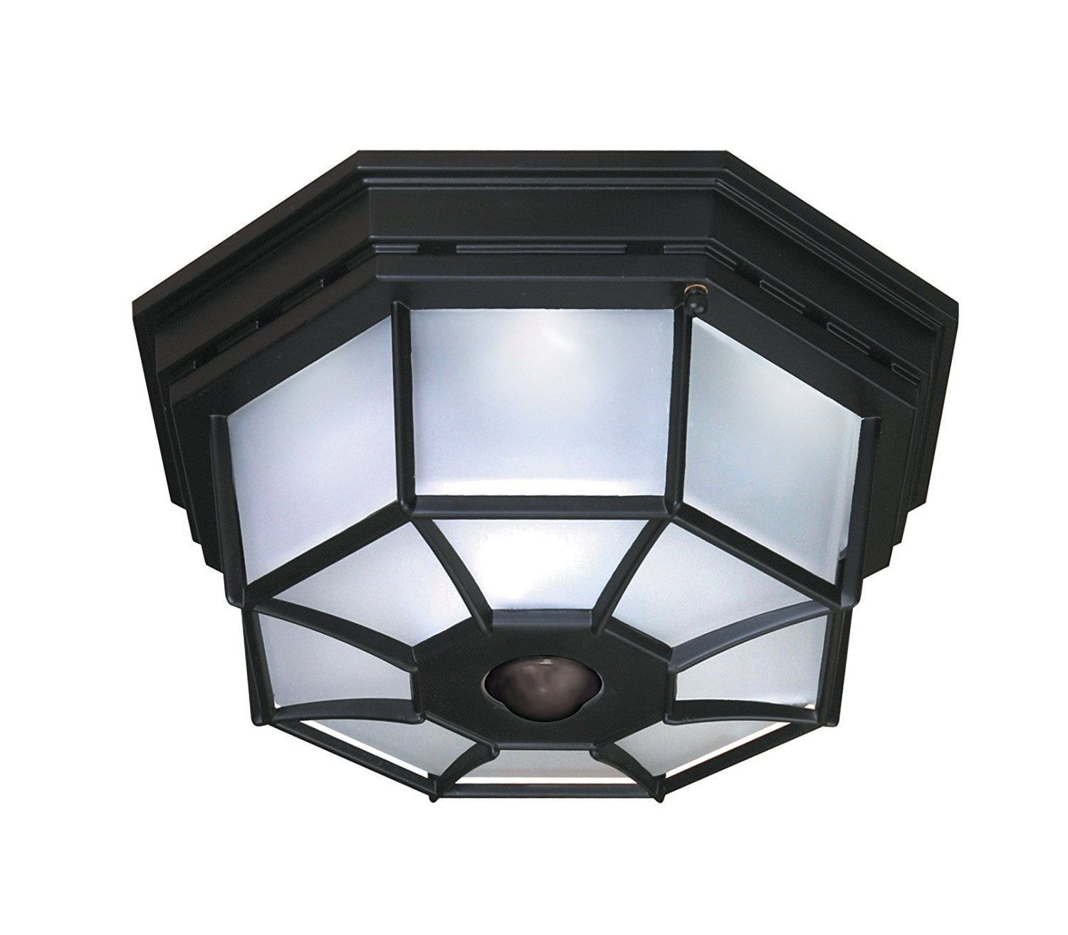 Black Octagonal Motion-Activated DualBrite Outdoor Ceiling Light