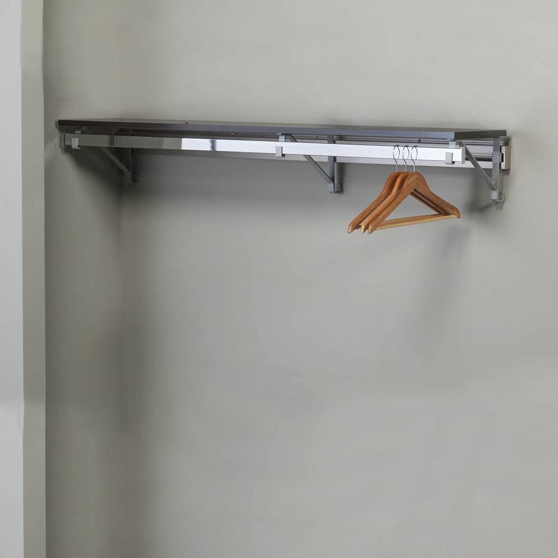 Espresso and Silver Wire Closet Shelf with Hanging Rod, 48 inches
