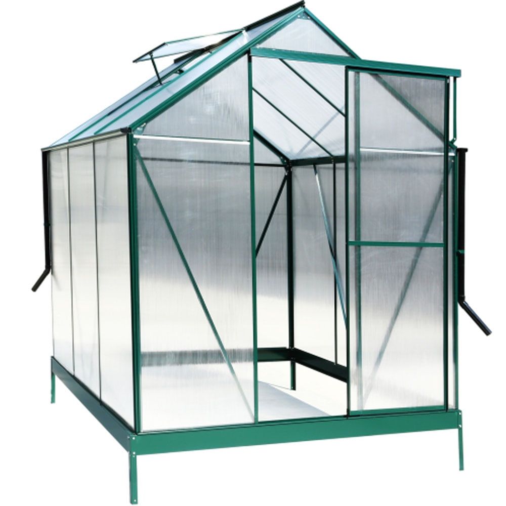 Green 6x4 Aluminum Walk-In Greenhouse with Vent and Door