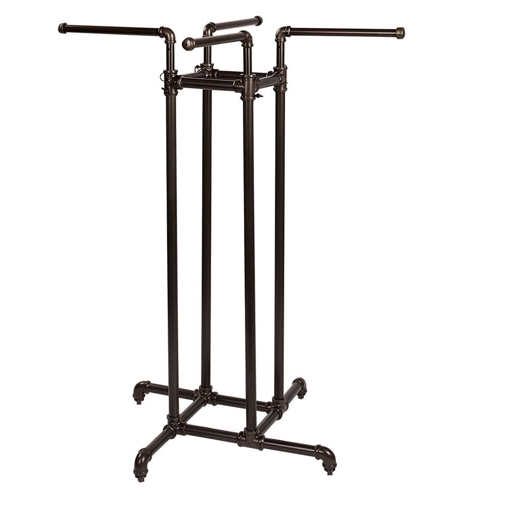 Heavy Duty Adjustable Industrial Metal 4-Way Clothing Rack