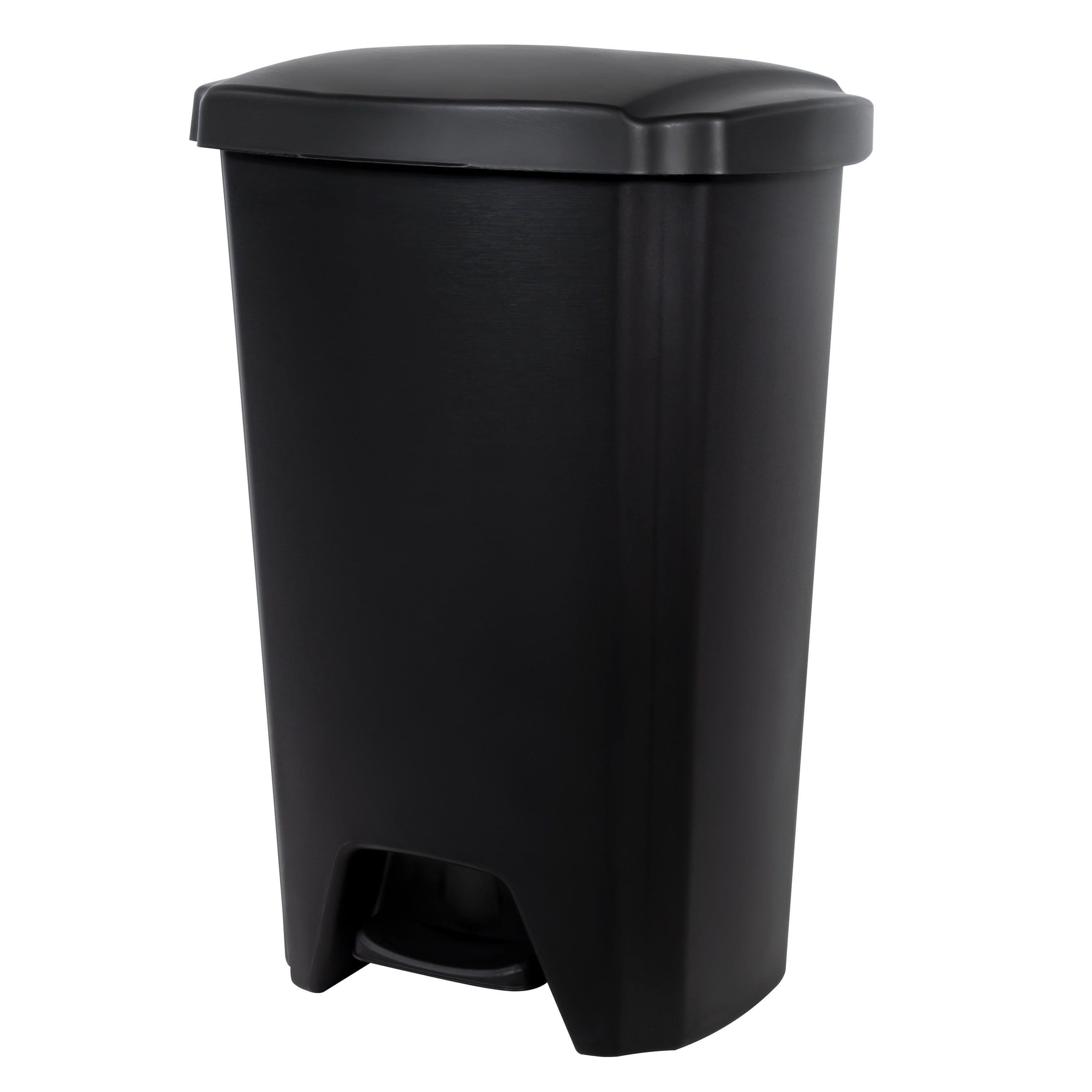 Hefty 12.1 Gallon Black Plastic Step-On Trash Can