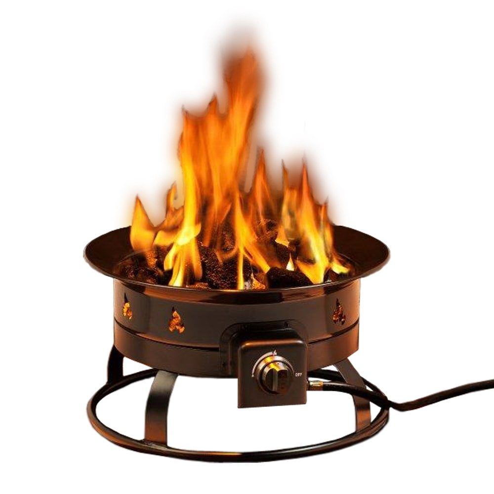 Portable Black Gas Fire Pit with Adjustable Heat